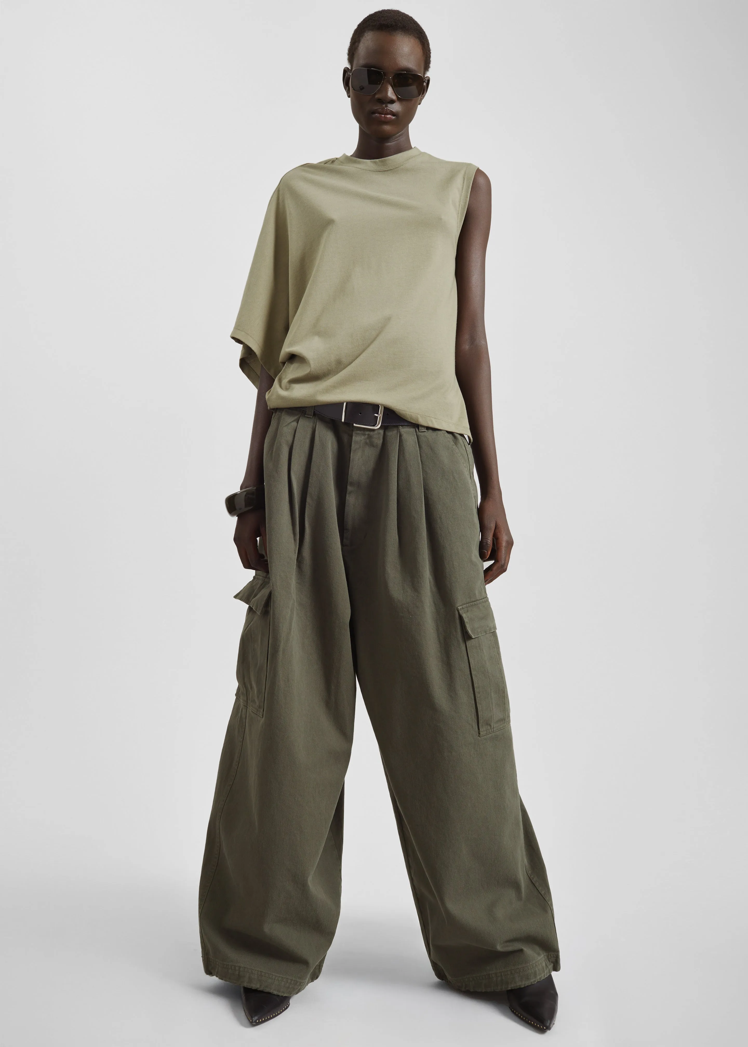 Ismere One-Sleeve Asymmetric Top - Olive sold by Frankie Shop product image thumbnail 2