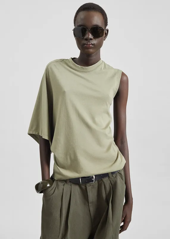 Ismere One-Sleeve Asymmetric Top - Olive sold by Frankie Shop