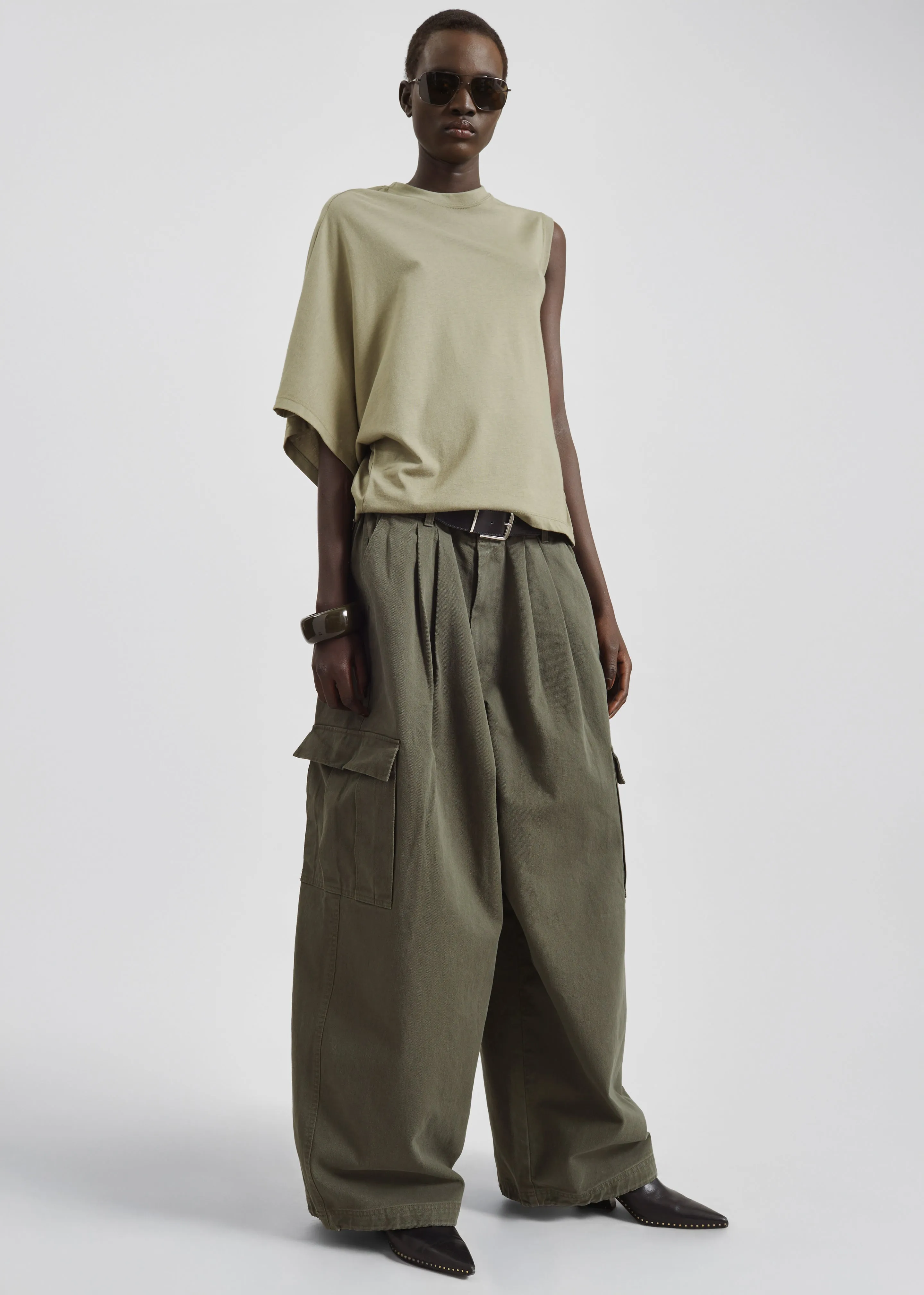Ismere One-Sleeve Asymmetric Top - Olive sold by Frankie Shop product image thumbnail 3