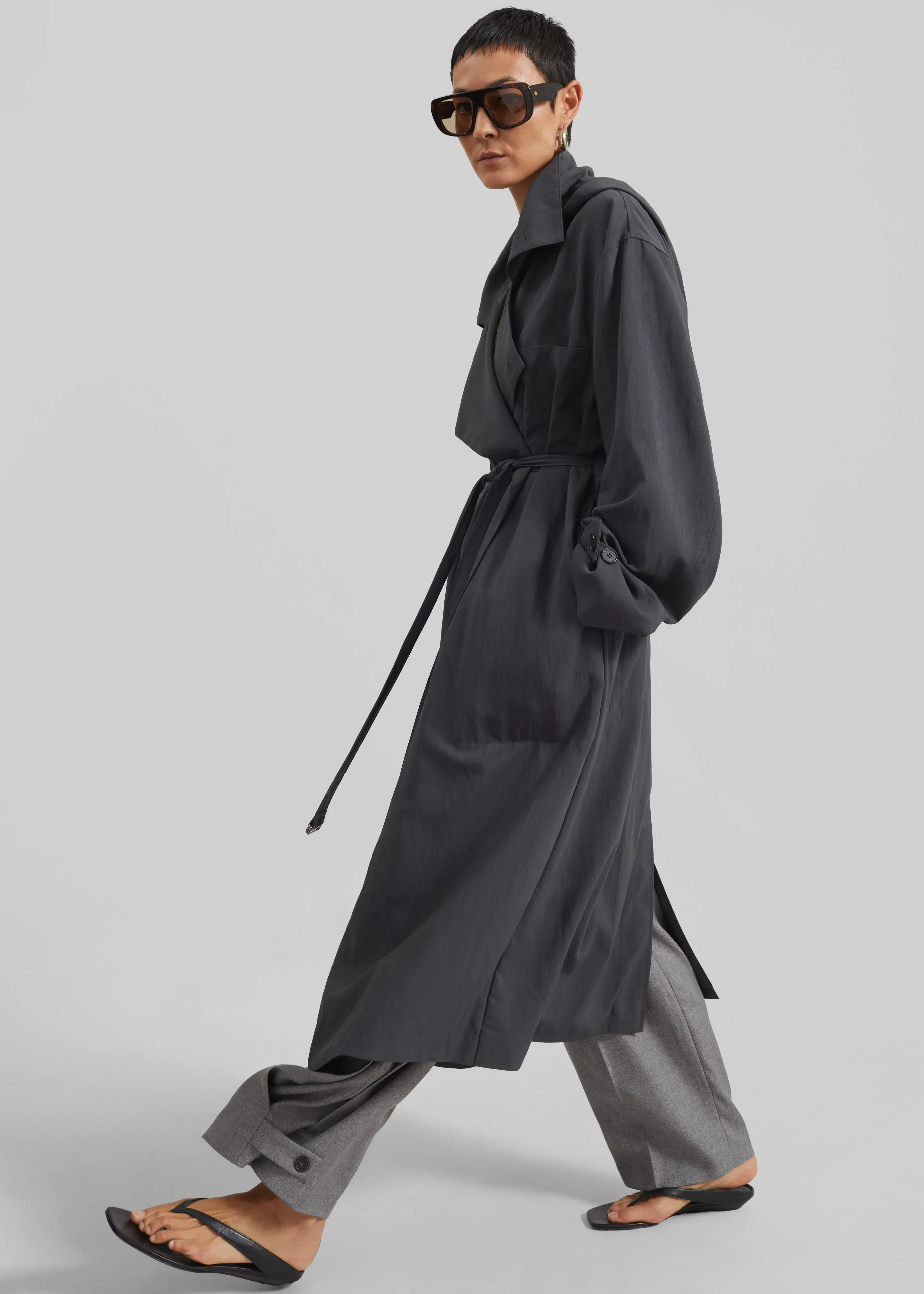 Neasden Hooded Trench Coat - Storm Grey sold by Frankie Shop