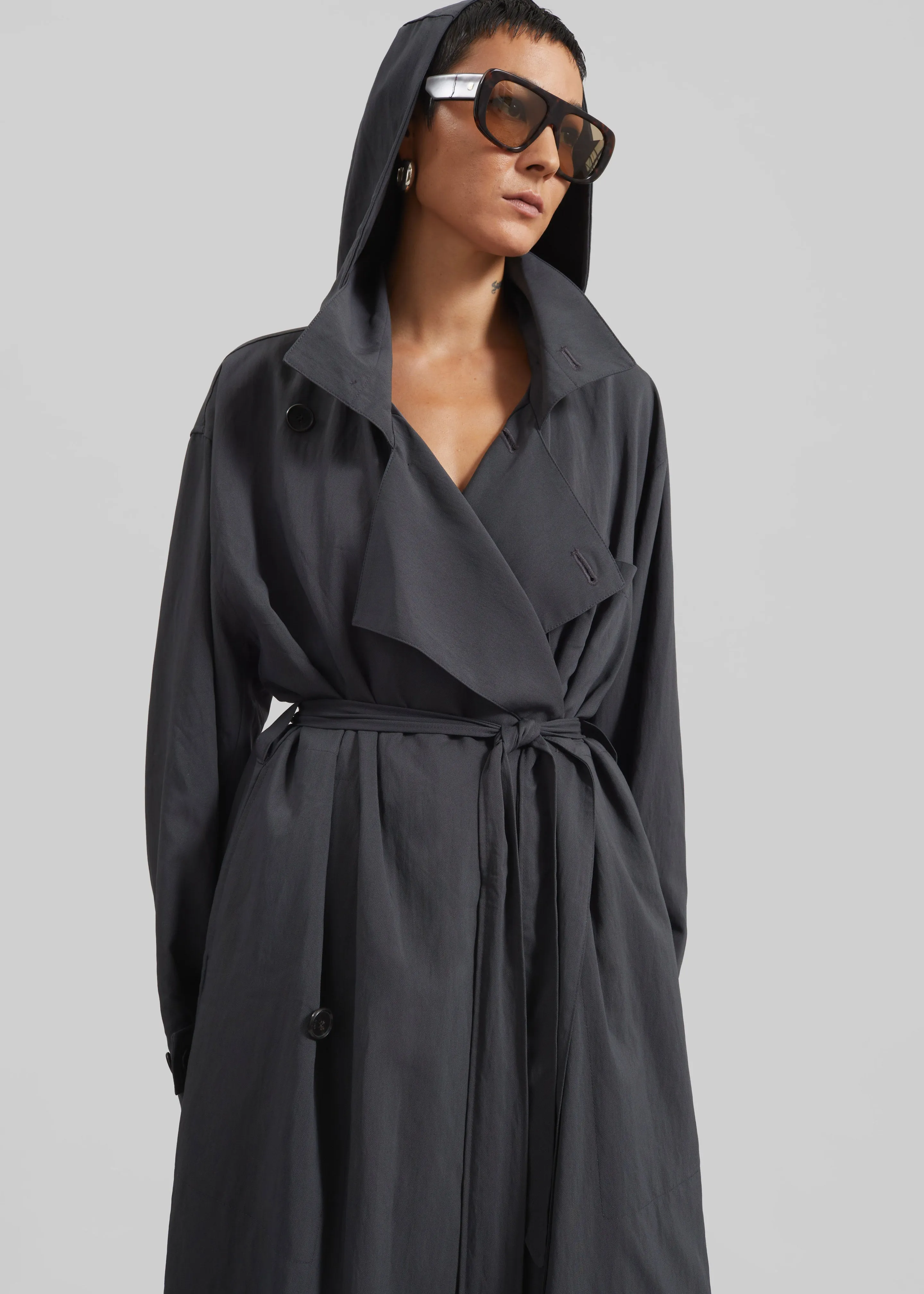 Neasden Hooded Trench Coat - Storm Grey sold by Frankie Shop product image thumbnail 4