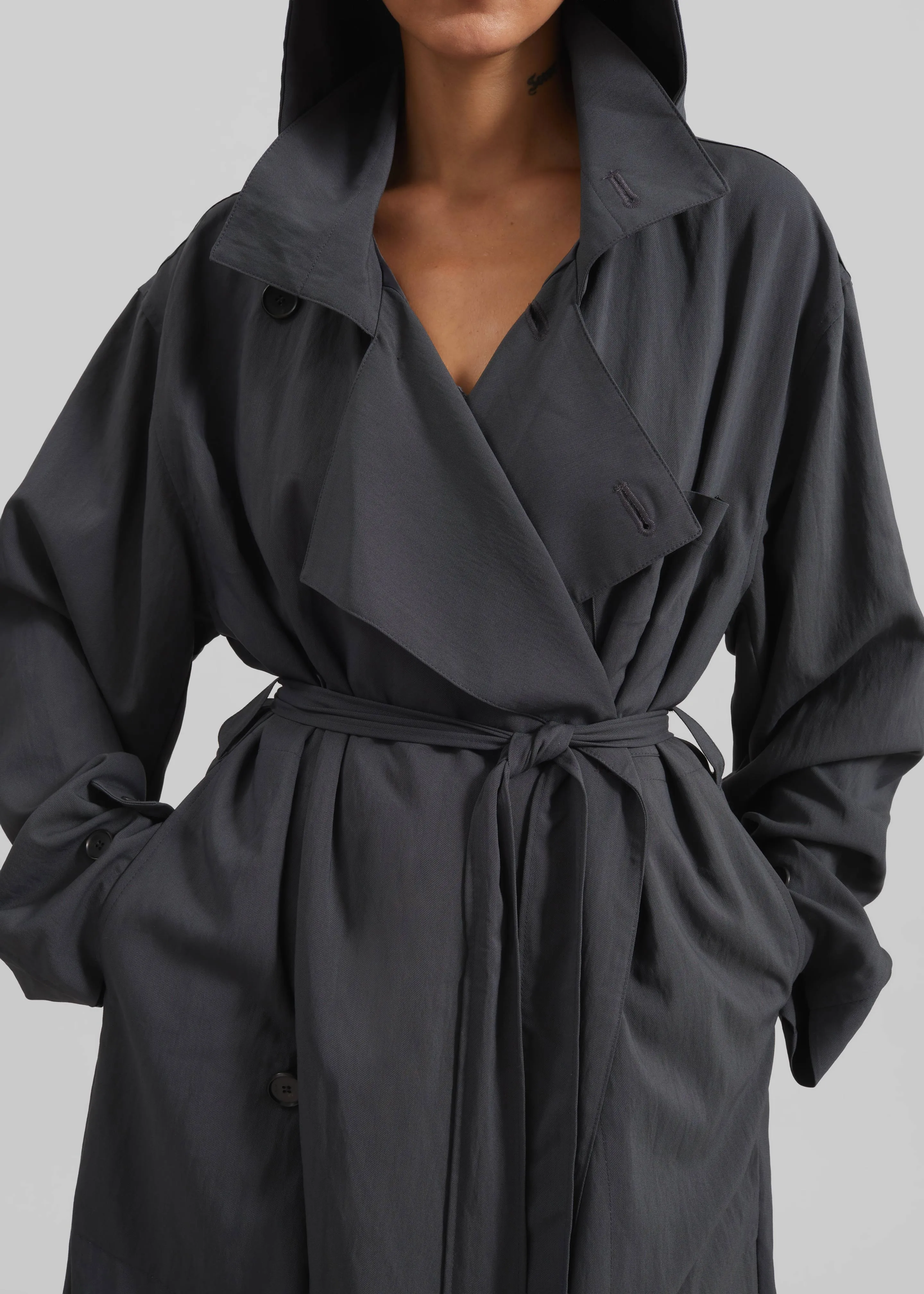 Neasden Hooded Trench Coat - Storm Grey sold by Frankie Shop product image thumbnail 3