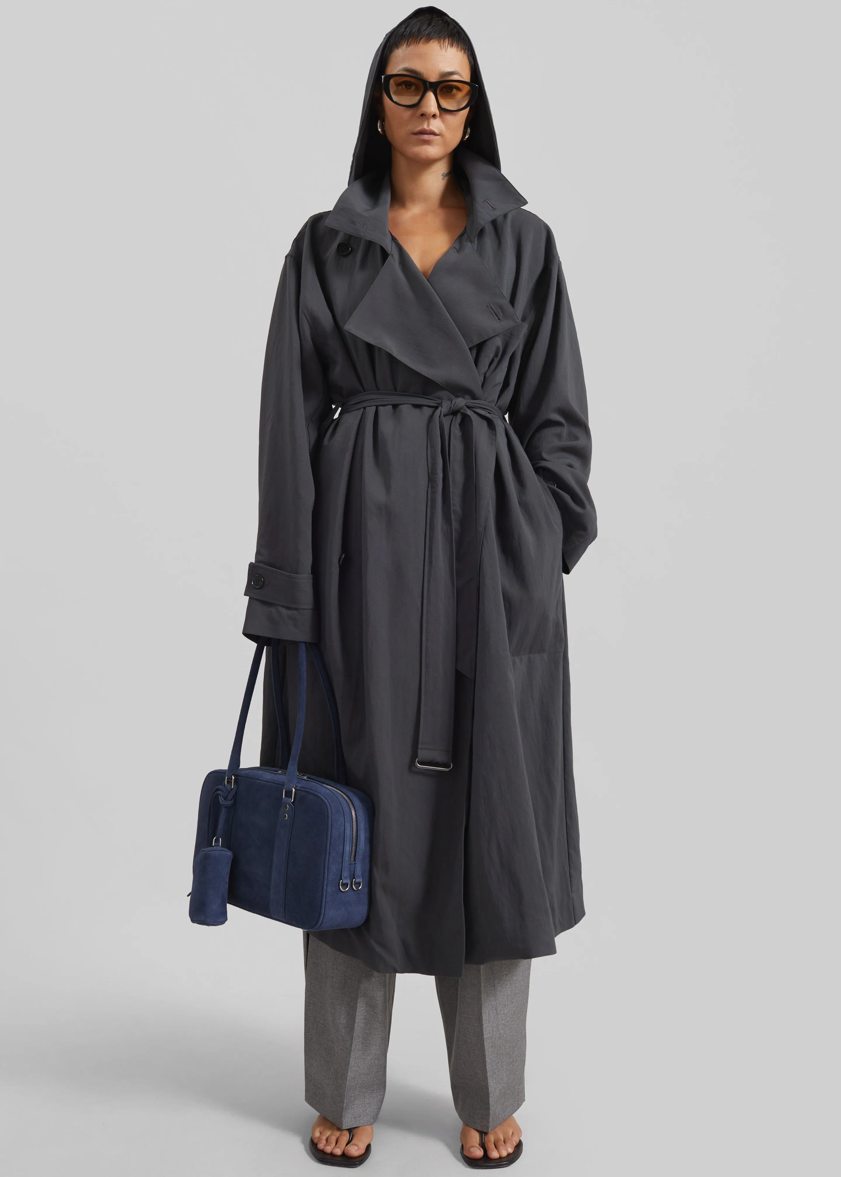 Neasden Hooded Trench Coat - Storm Grey sold by Frankie Shop product image thumbnail 2