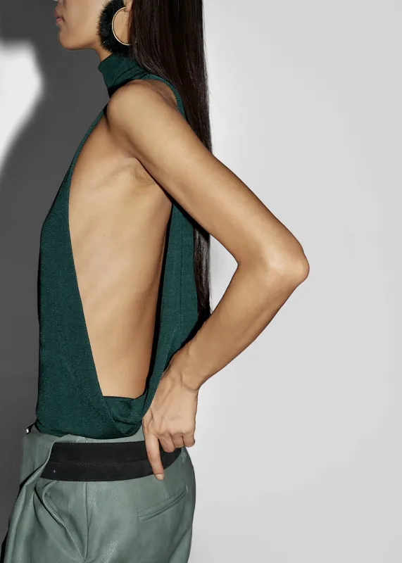 Maxen Mock Neck Bodysuit - Deep Green sold by Frankie Shop