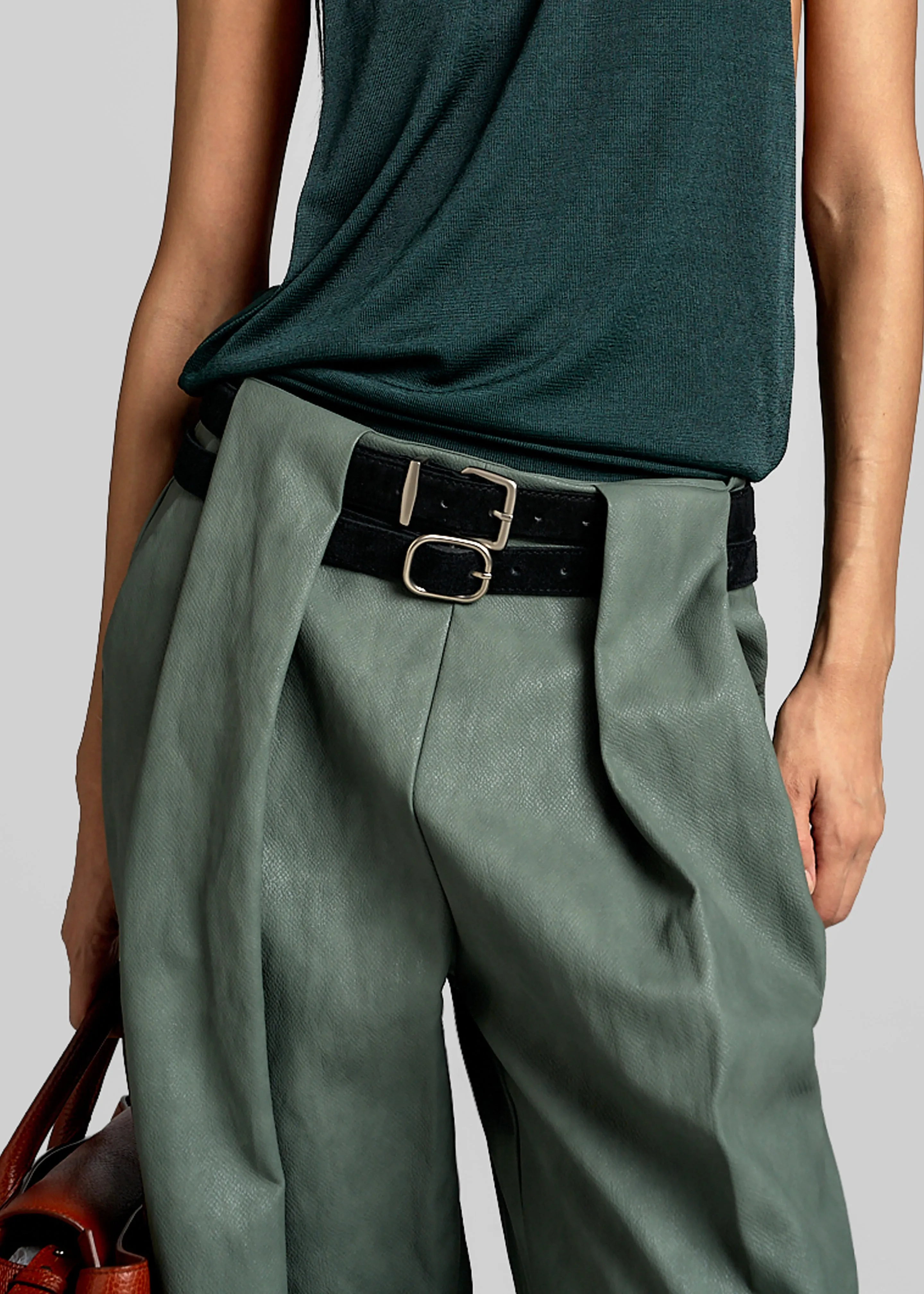 Olivet Faux Leather Trousers - Moss Green sold by Frankie Shop product image thumbnail 3