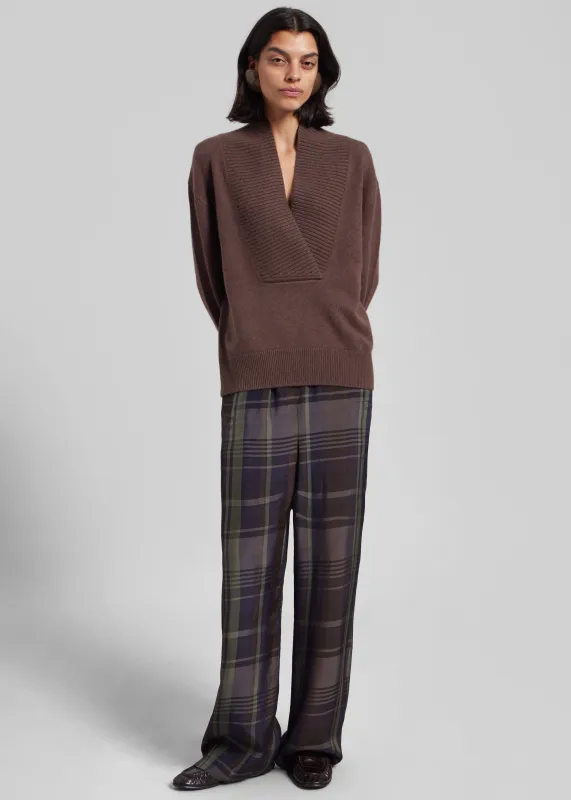 Loulou de Saison Makela Cashmere V-Neck Sweater - Brown sold by Frankie Shop