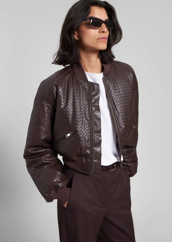 Rotate Cropped Puffer Jacket - Dark Brown sold by Frankie Shop