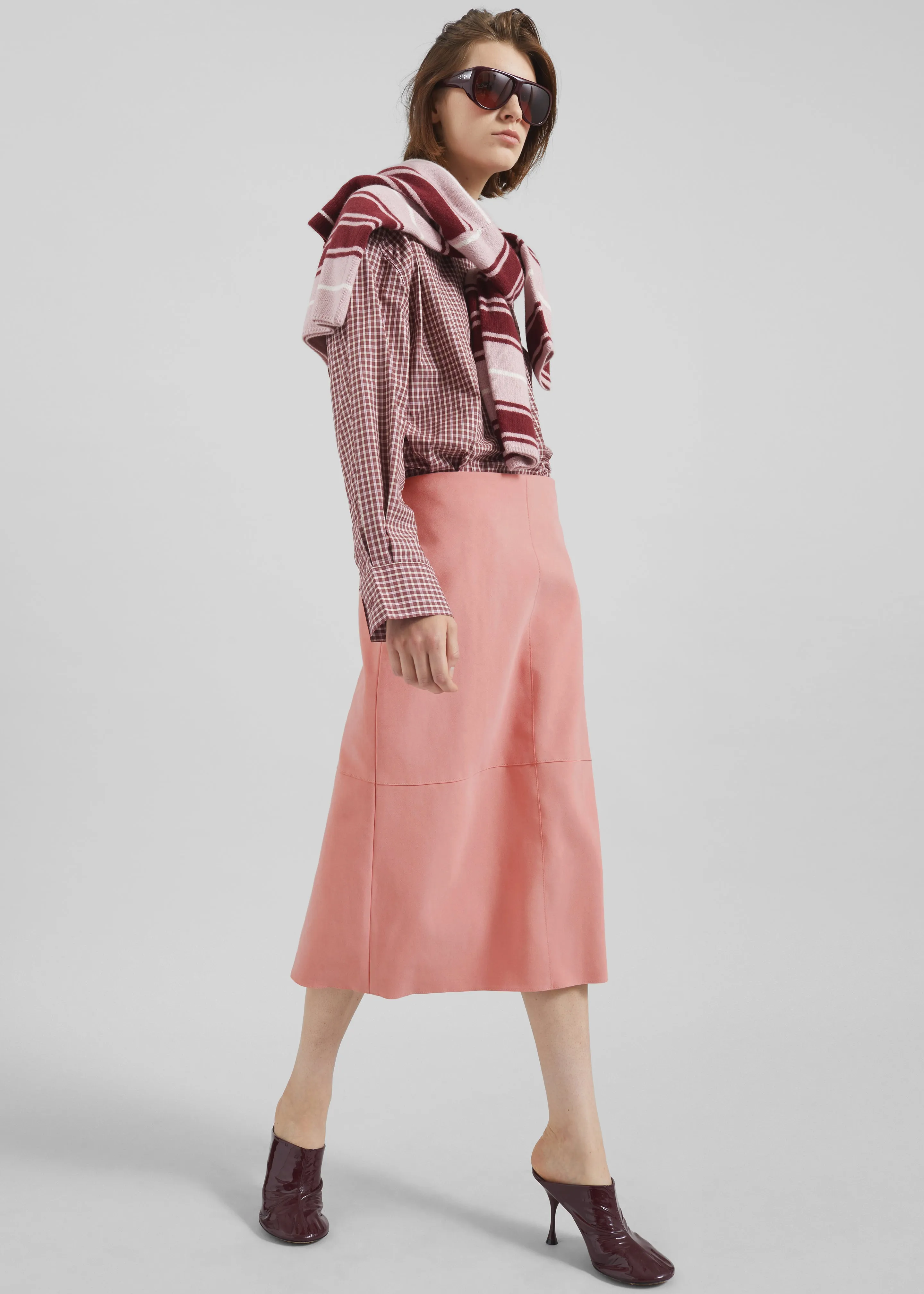 Pavia Faux Suede Pencil Skirt - Pink sold by Frankie Shop