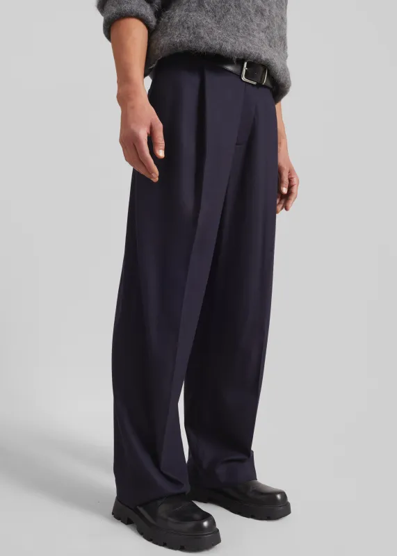 Milton Flannel Trousers - Navy sold by Frankie Shop