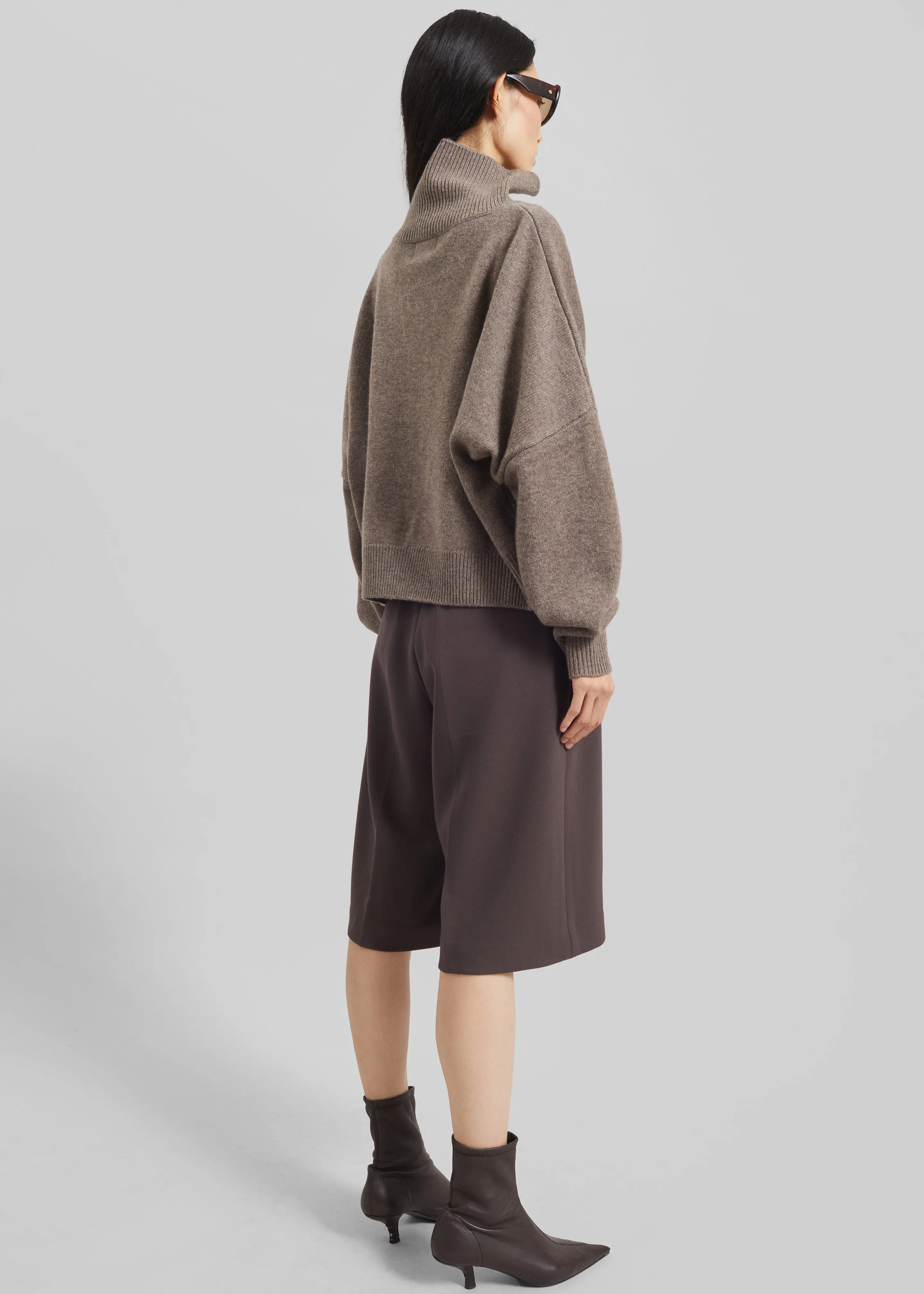 Loulou de Saison Luke Stand Collar Wool Sweater - Taupe Melange sold by Frankie Shop product image thumbnail 5