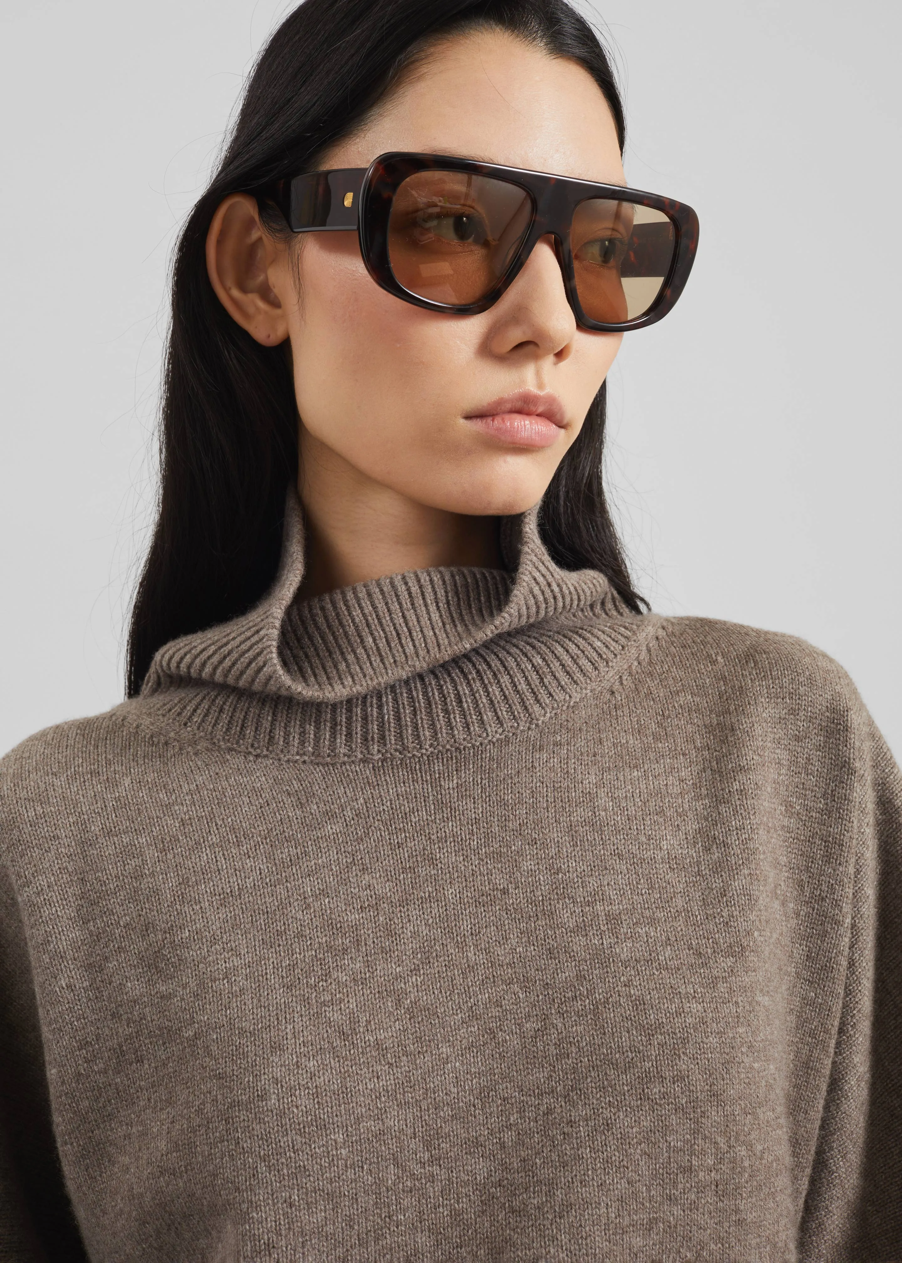 Loulou de Saison Luke Stand Collar Wool Sweater - Taupe Melange sold by Frankie Shop product image thumbnail 4