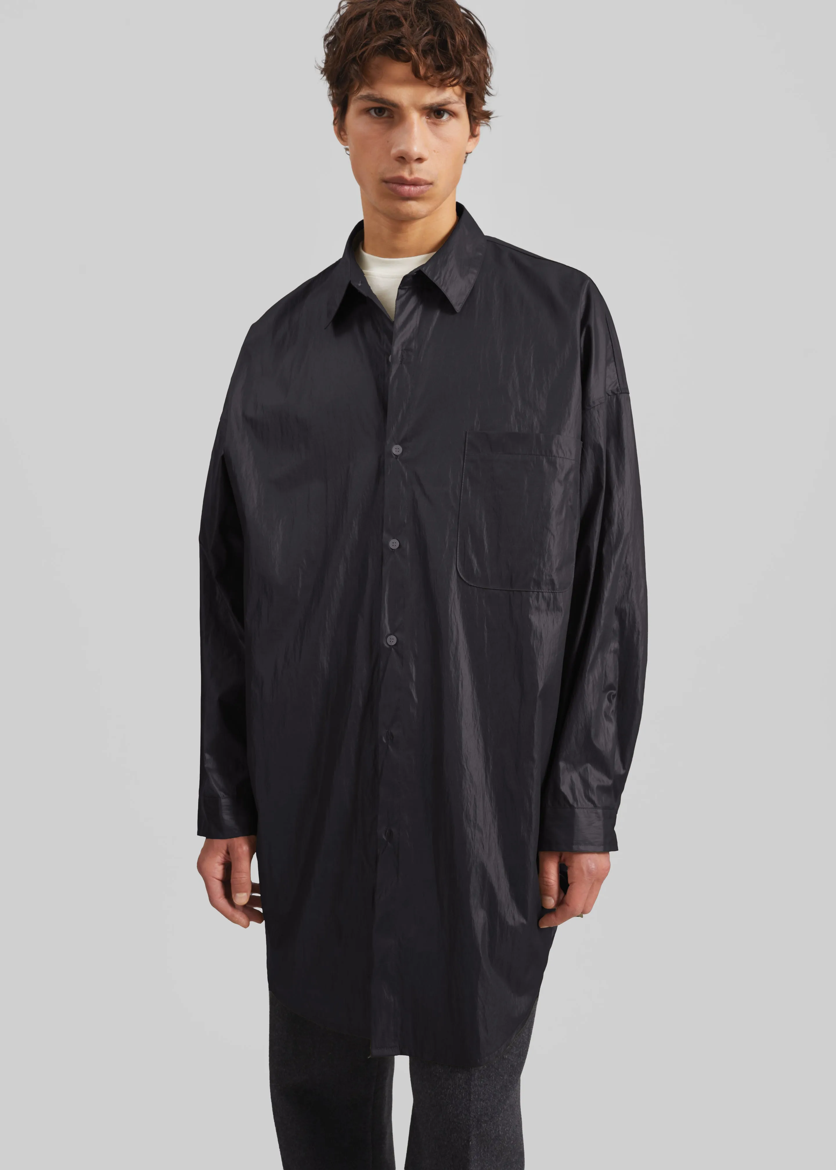 Etah Lustrous Oversized Shirt - Black sold by Frankie Shop product image thumbnail 4