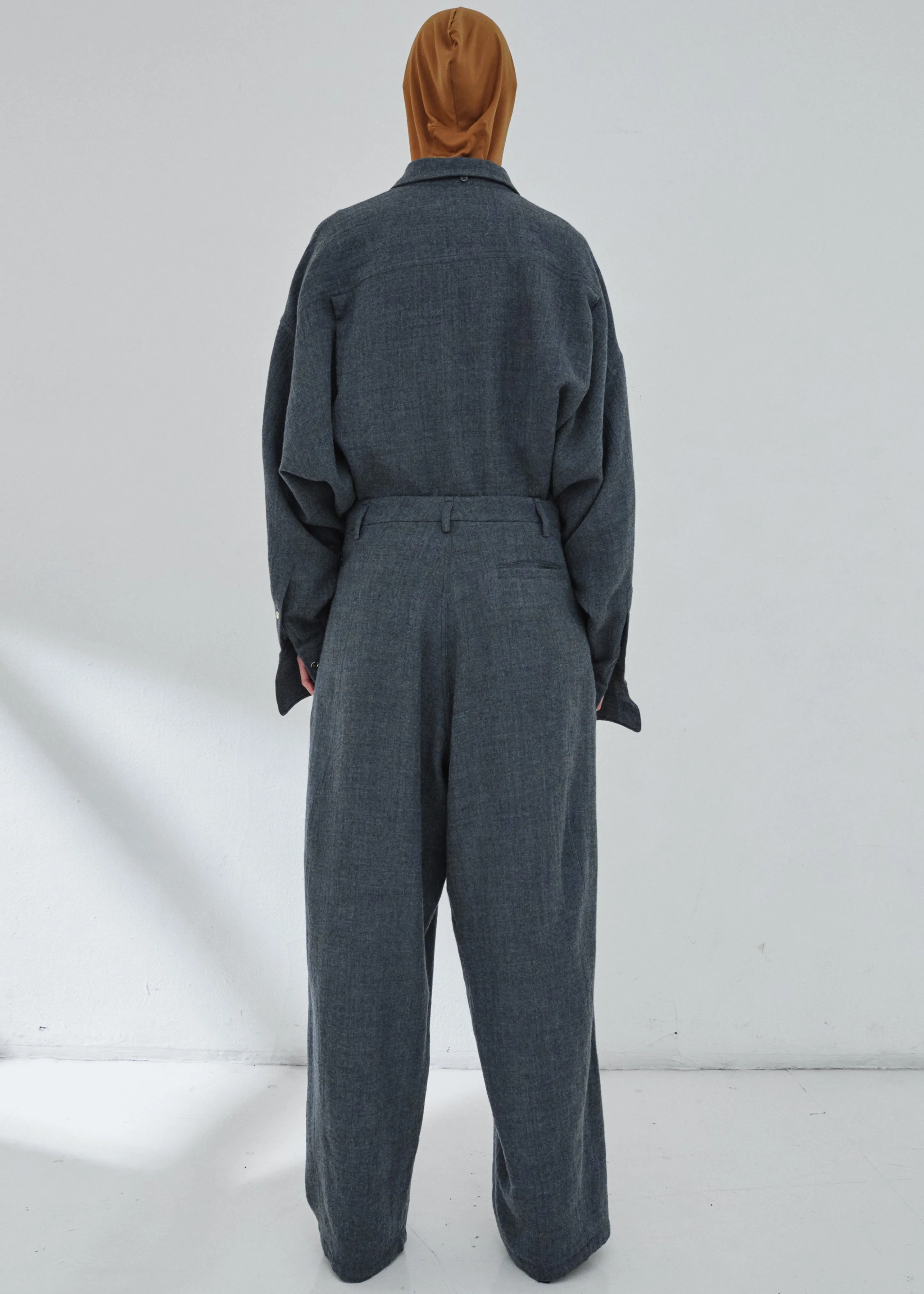 Darkpark Phebe Wide-Leg Japanese Light Wool Pants - Grey Melange sold by Frankie Shop product image thumbnail 5