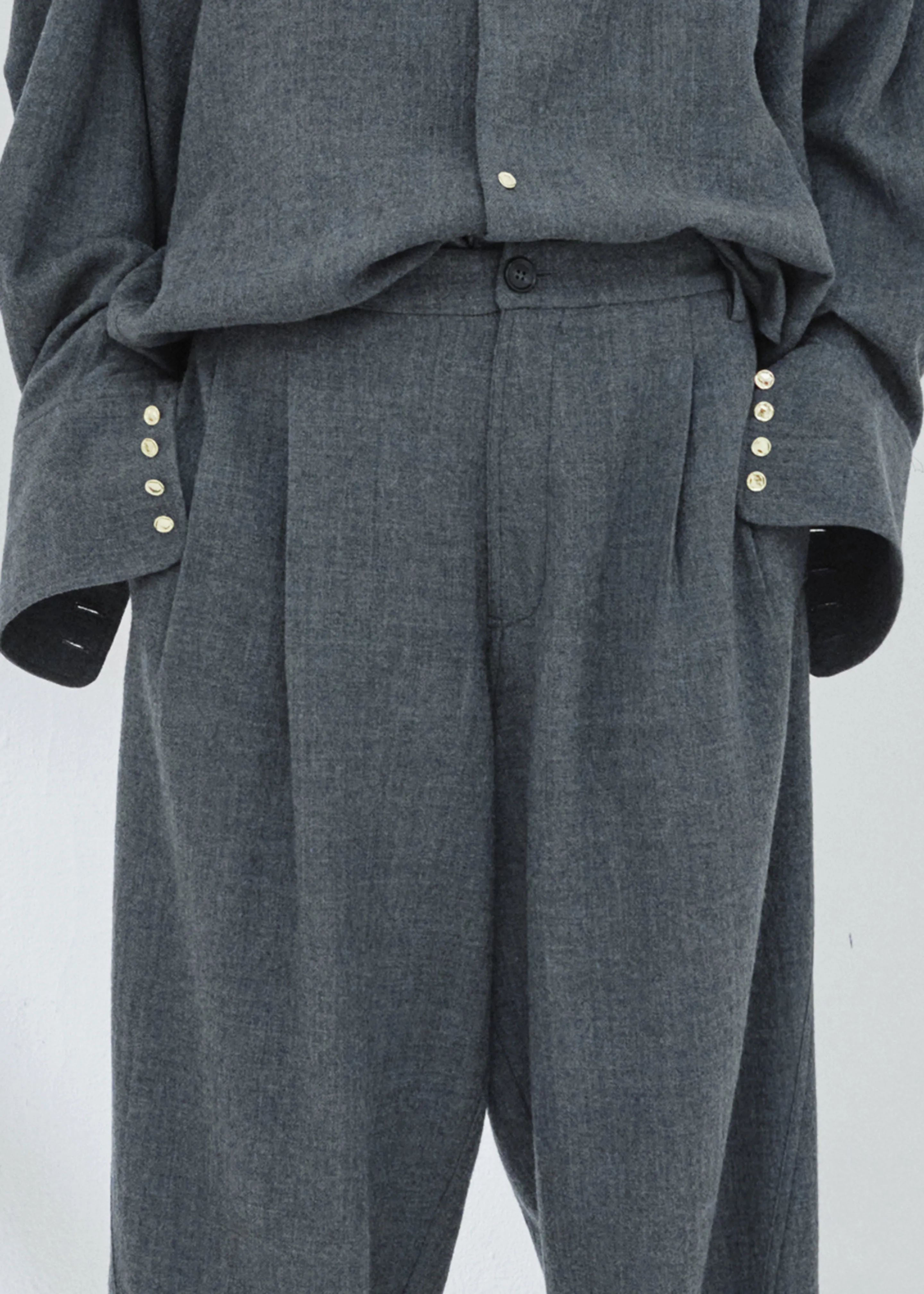 Darkpark Phebe Wide-Leg Japanese Light Wool Pants - Grey Melange sold by Frankie Shop product image thumbnail 3