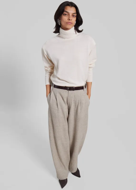Darkpark Phebe Wide-Leg Japanese Light Wool Pants - Beige sold by Frankie Shop