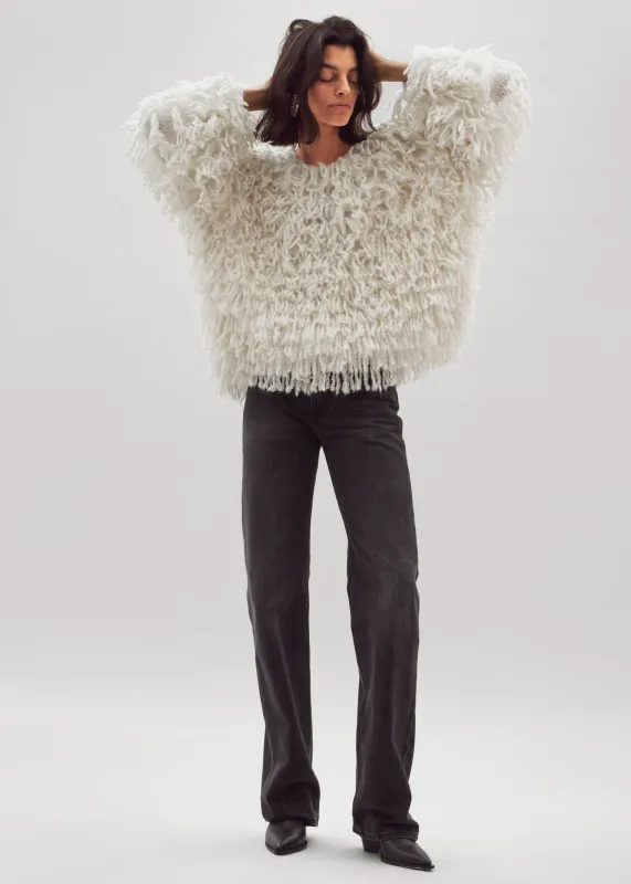 Loulou de Saison Gabin Alpaca Fringes Sweater - Ivory sold by Frankie Shop