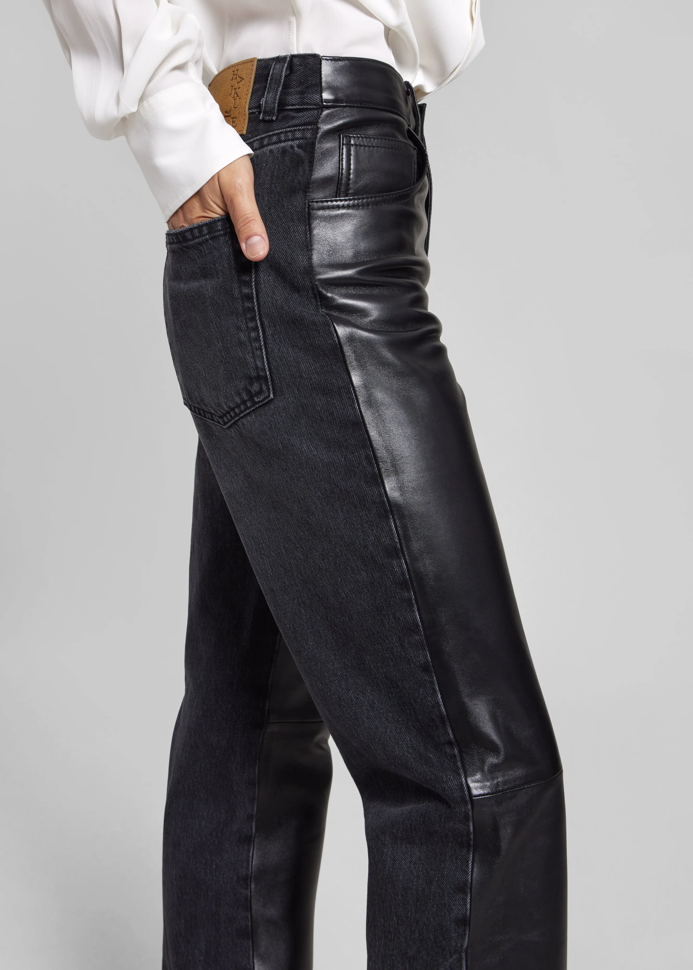 Haikure Star Jeans - Black Denim/Leather sold by Frankie Shop product image thumbnail 4