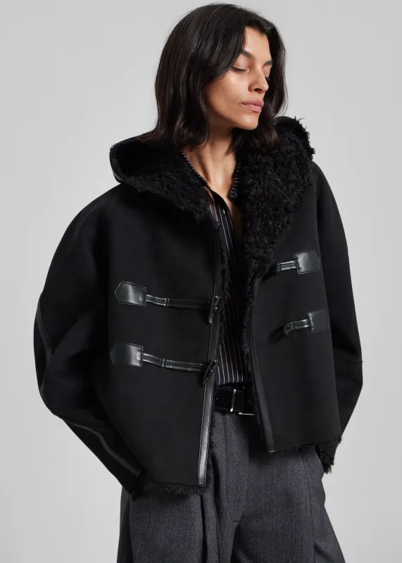 Low Classic Reversible Duffle Short Coat - Black made by Frankie Shop