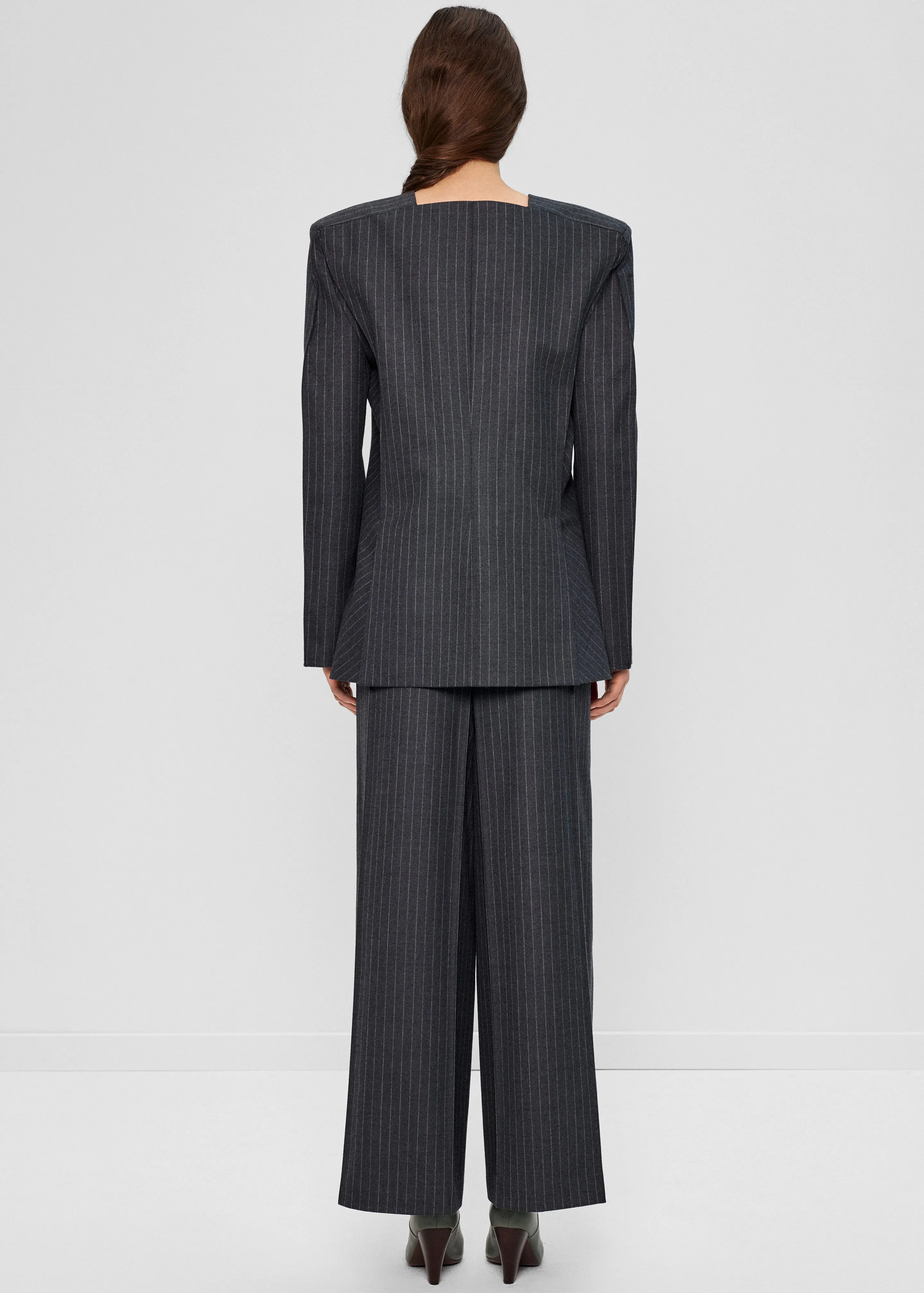 Bevza Pinstriped Blazer - Dark Grey sold by Frankie Shop product image thumbnail 3