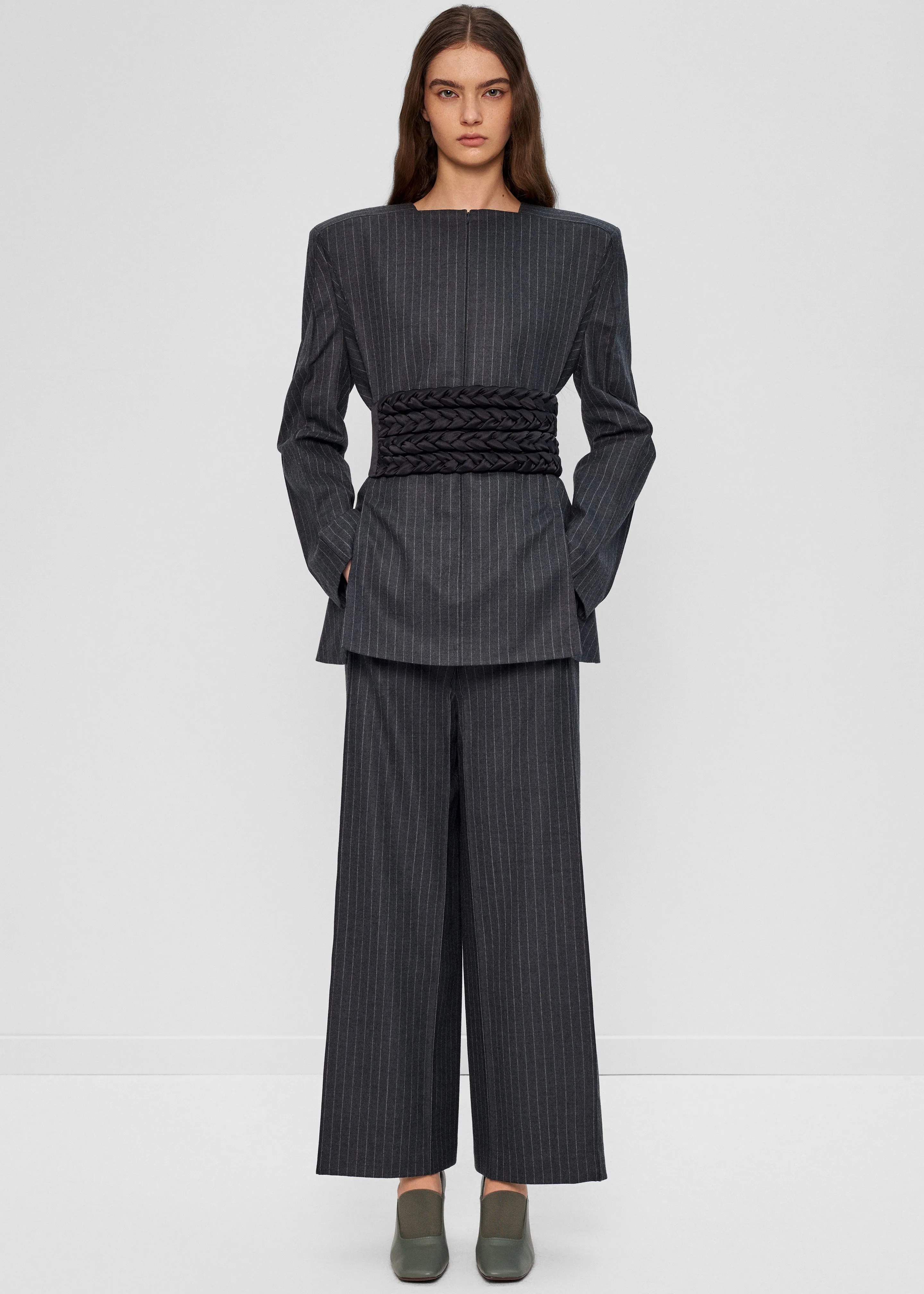 Bevza Pinstriped Blazer - Dark Grey sold by Frankie Shop product image thumbnail 2