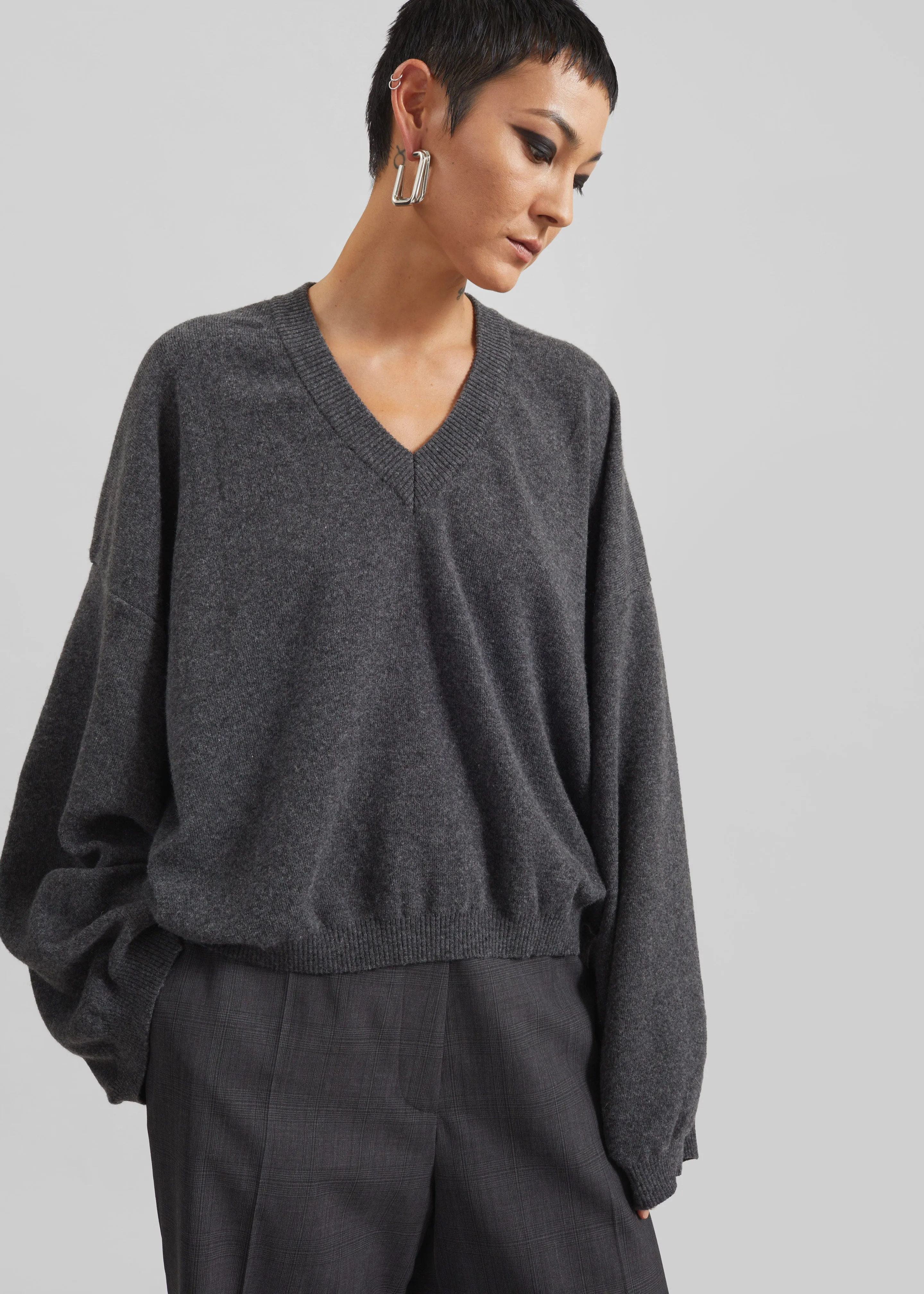 Ilston V-Neck Sweater - Grey sold by Frankie Shop product image thumbnail 2