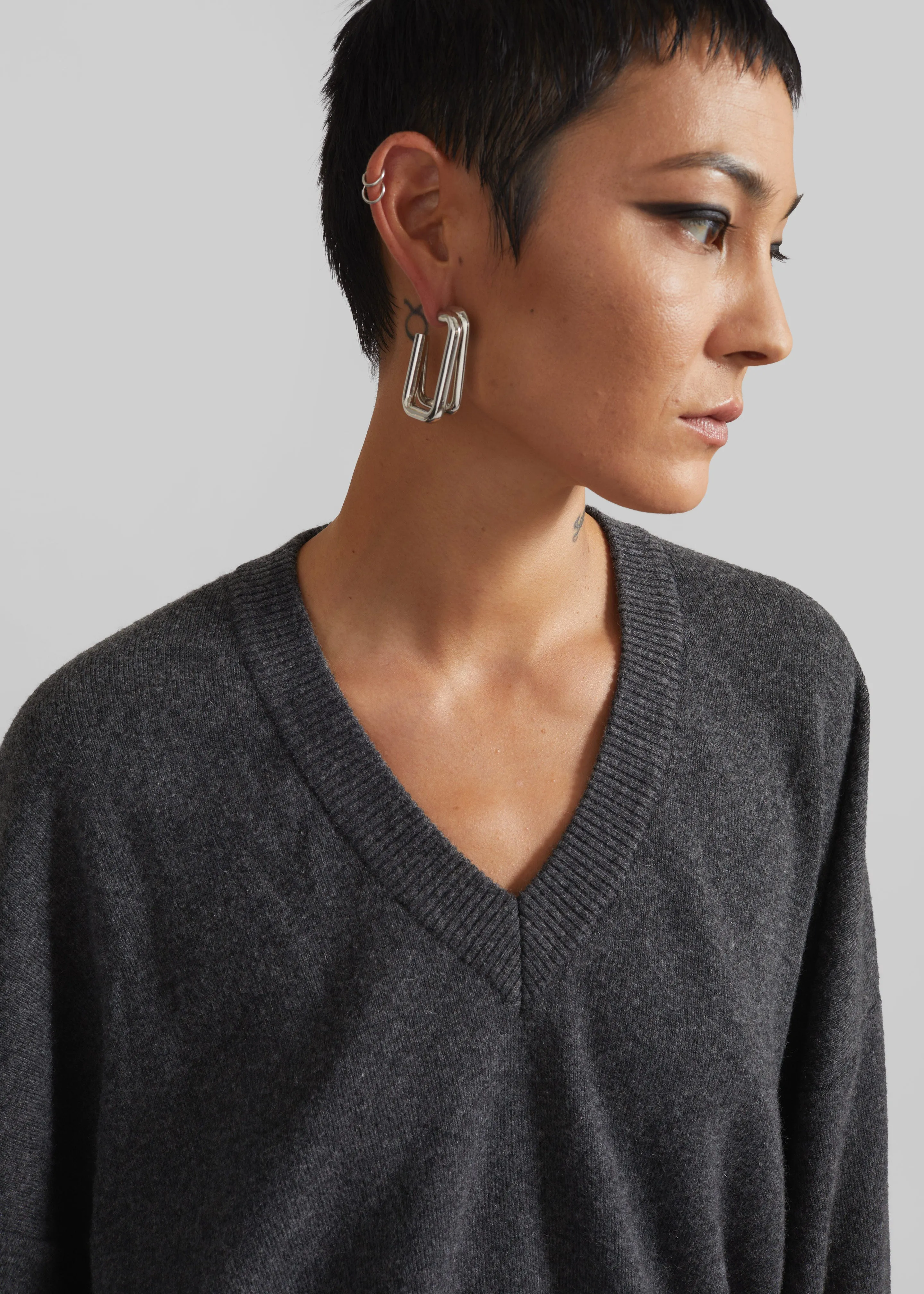 Ilston V-Neck Sweater - Grey sold by Frankie Shop product image thumbnail 3