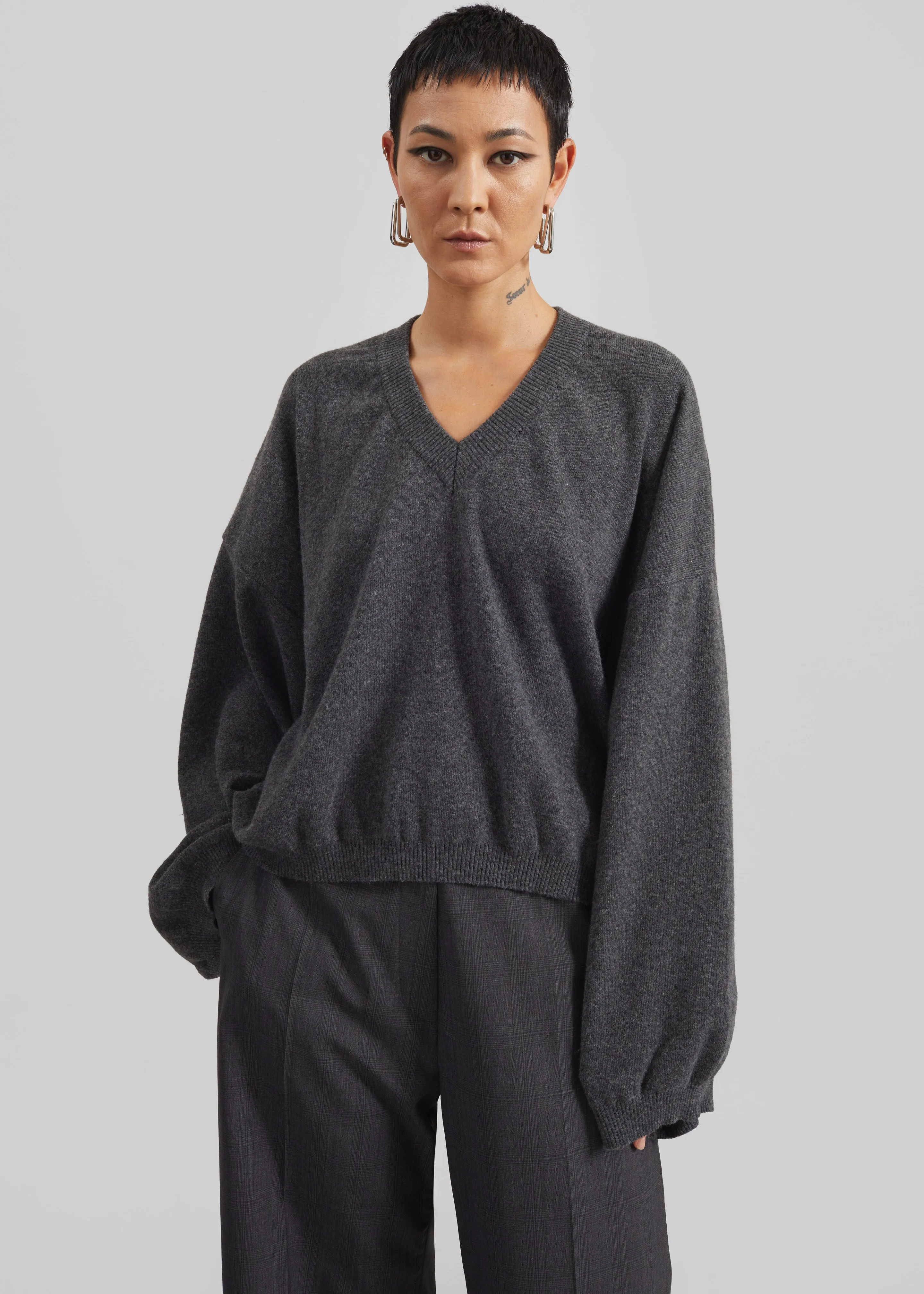 Ilston V-Neck Sweater - Grey sold by Frankie Shop product image thumbnail 5