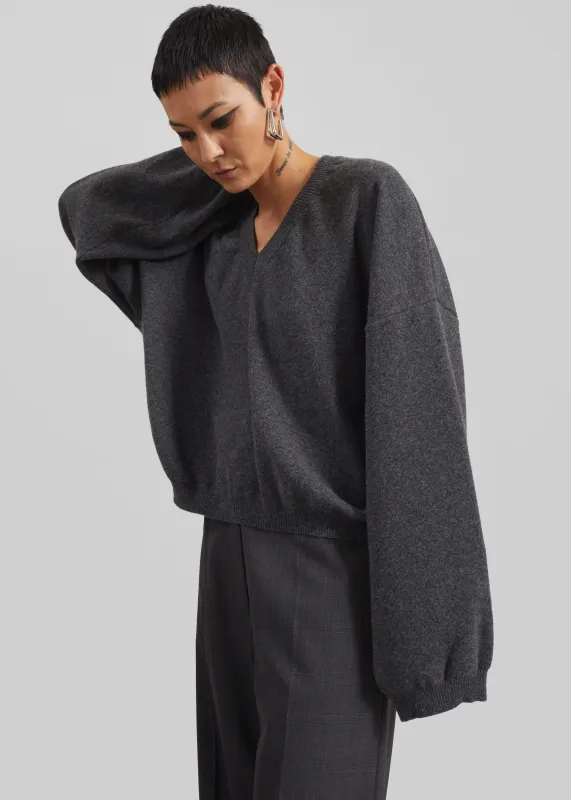 Ilston V-Neck Sweater - Grey sold by Frankie Shop