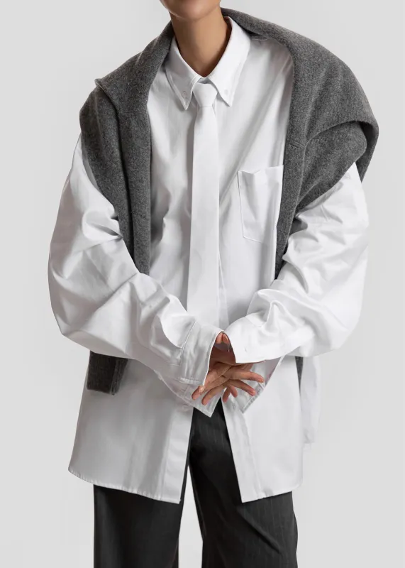 Havelock Oversized Neck-Tie Shirt - White sold by Frankie Shop
