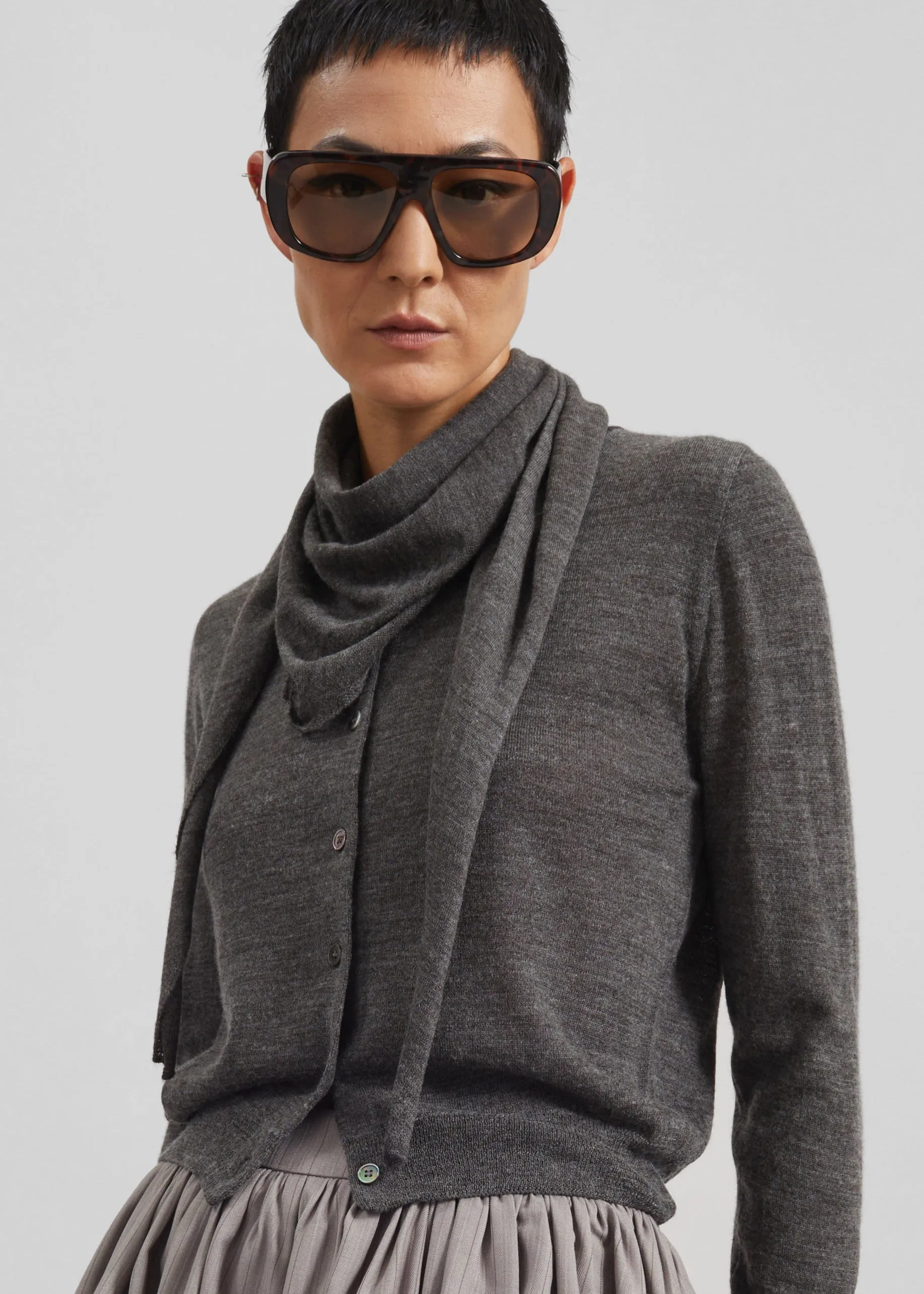 Clervaux Scarf Cardigan - Dark Grey Melange sold by Frankie Shop product image thumbnail 3