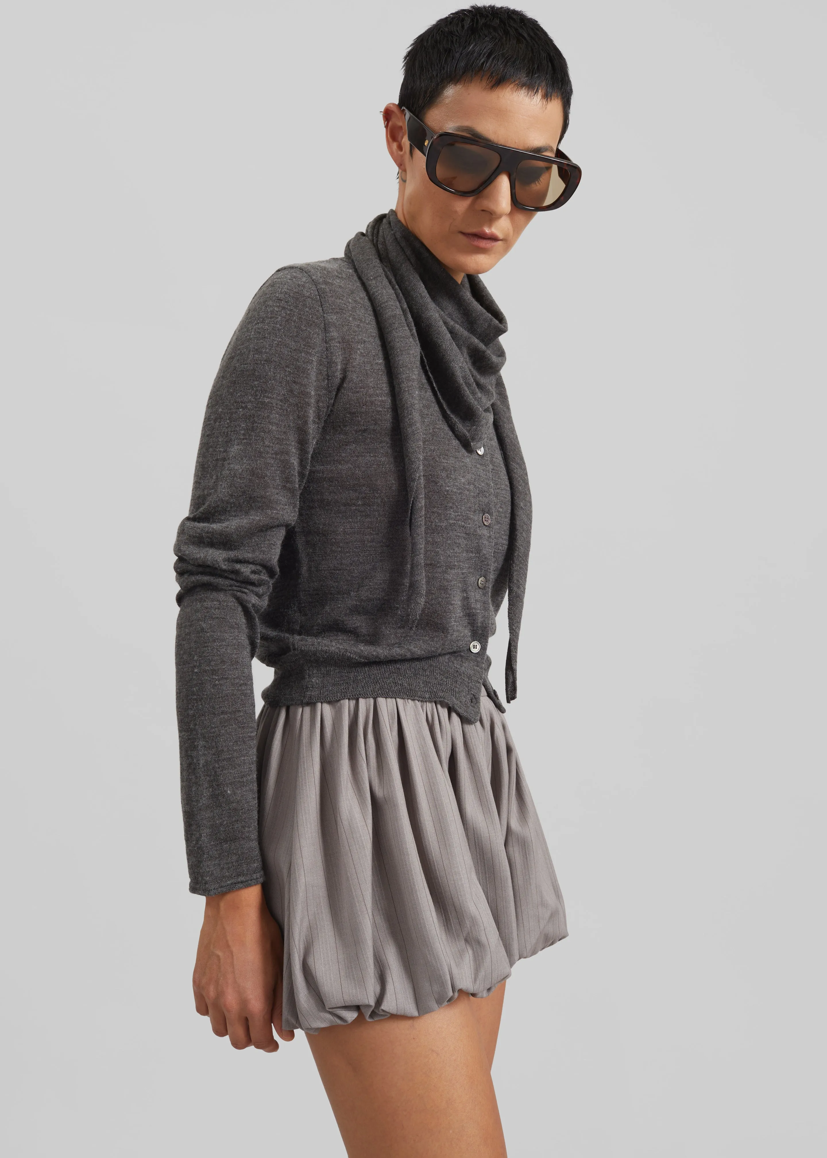 Clervaux Scarf Cardigan - Dark Grey Melange sold by Frankie Shop product image thumbnail 4