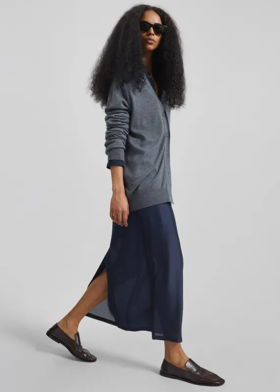 Nevoy Sheer Midi Skirt - Navy sold by Frankie Shop
