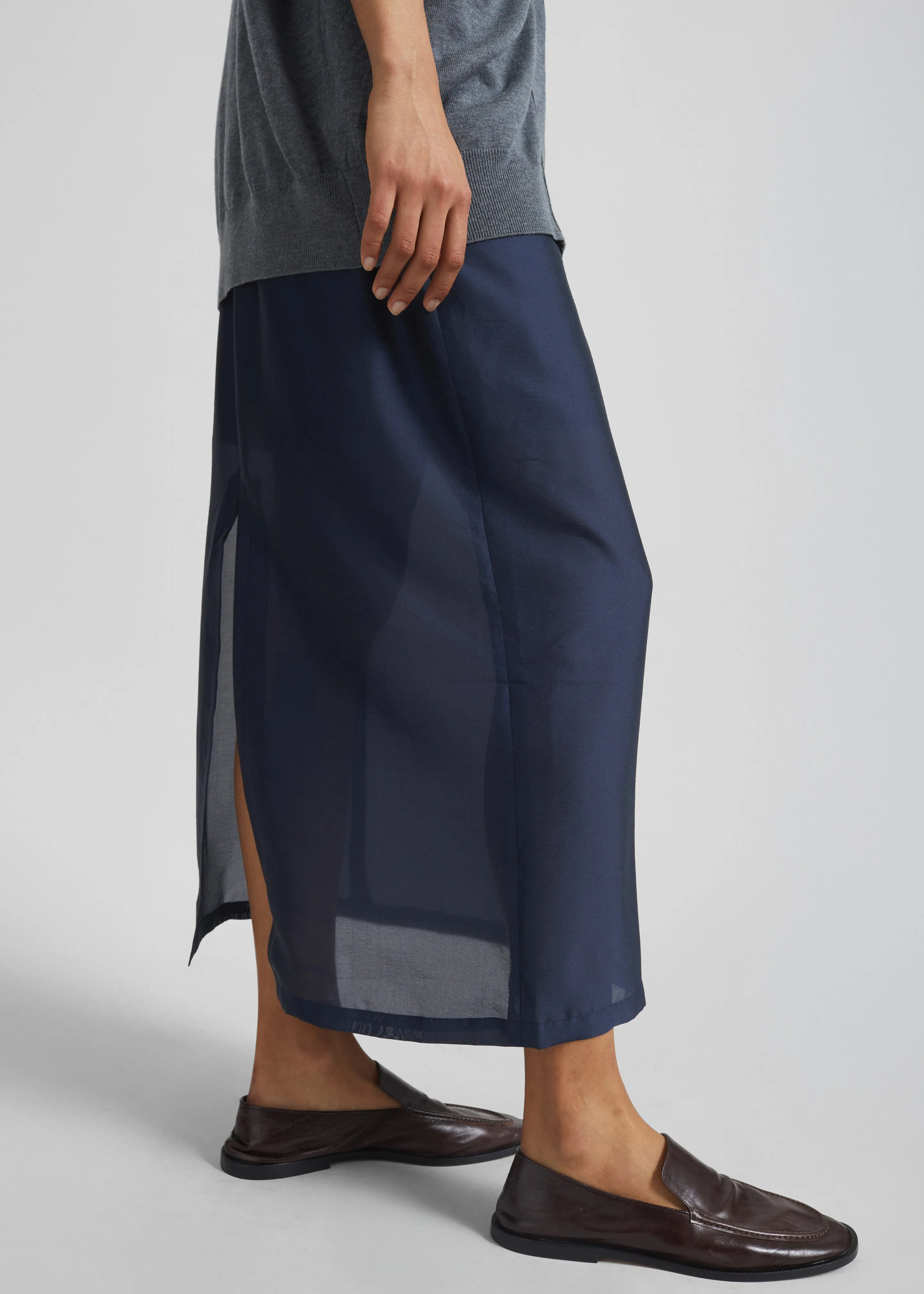 Nevoy Sheer Midi Skirt - Navy sold by Frankie Shop product image thumbnail 3