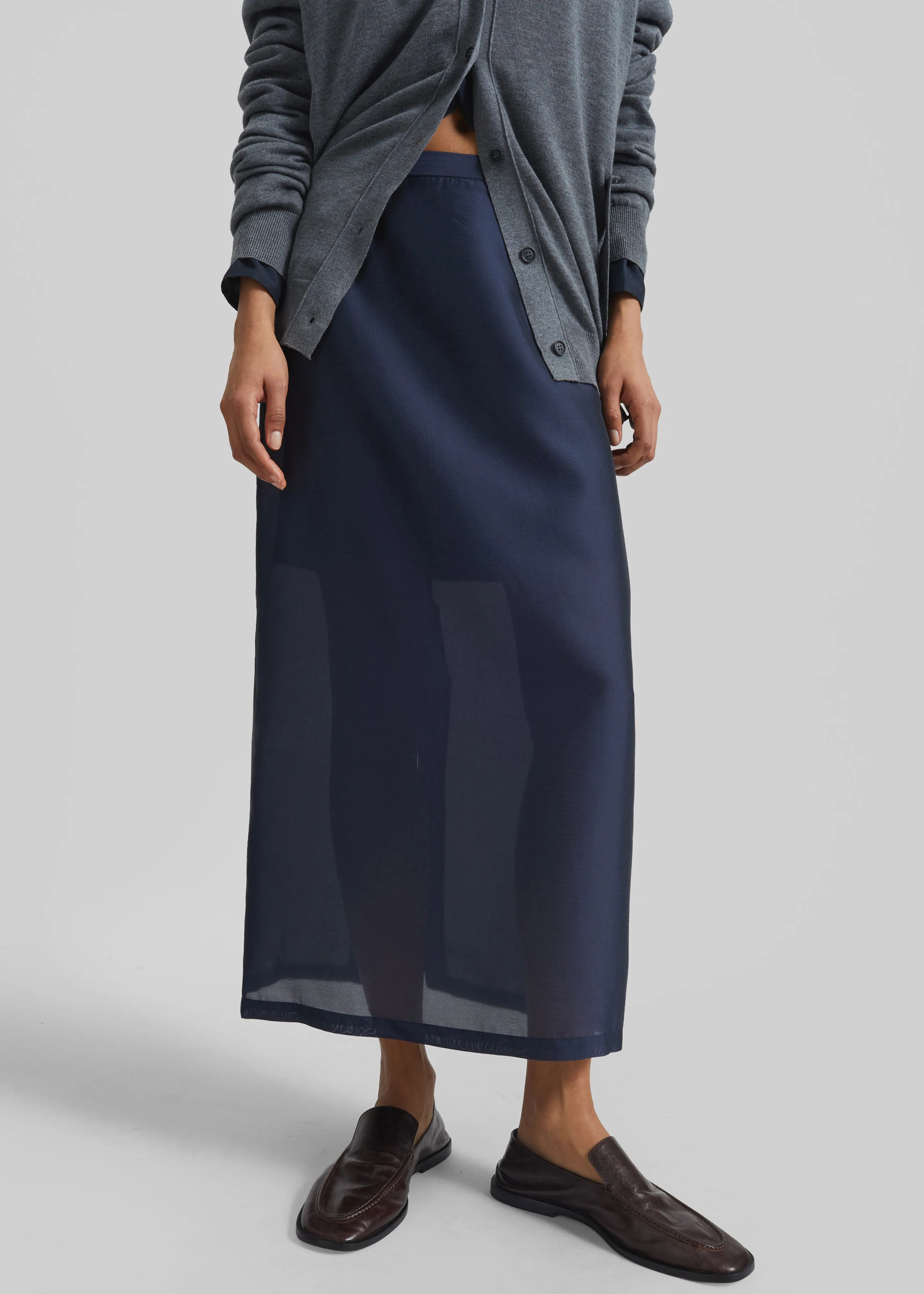 Nevoy Sheer Midi Skirt - Navy sold by Frankie Shop product image thumbnail 4