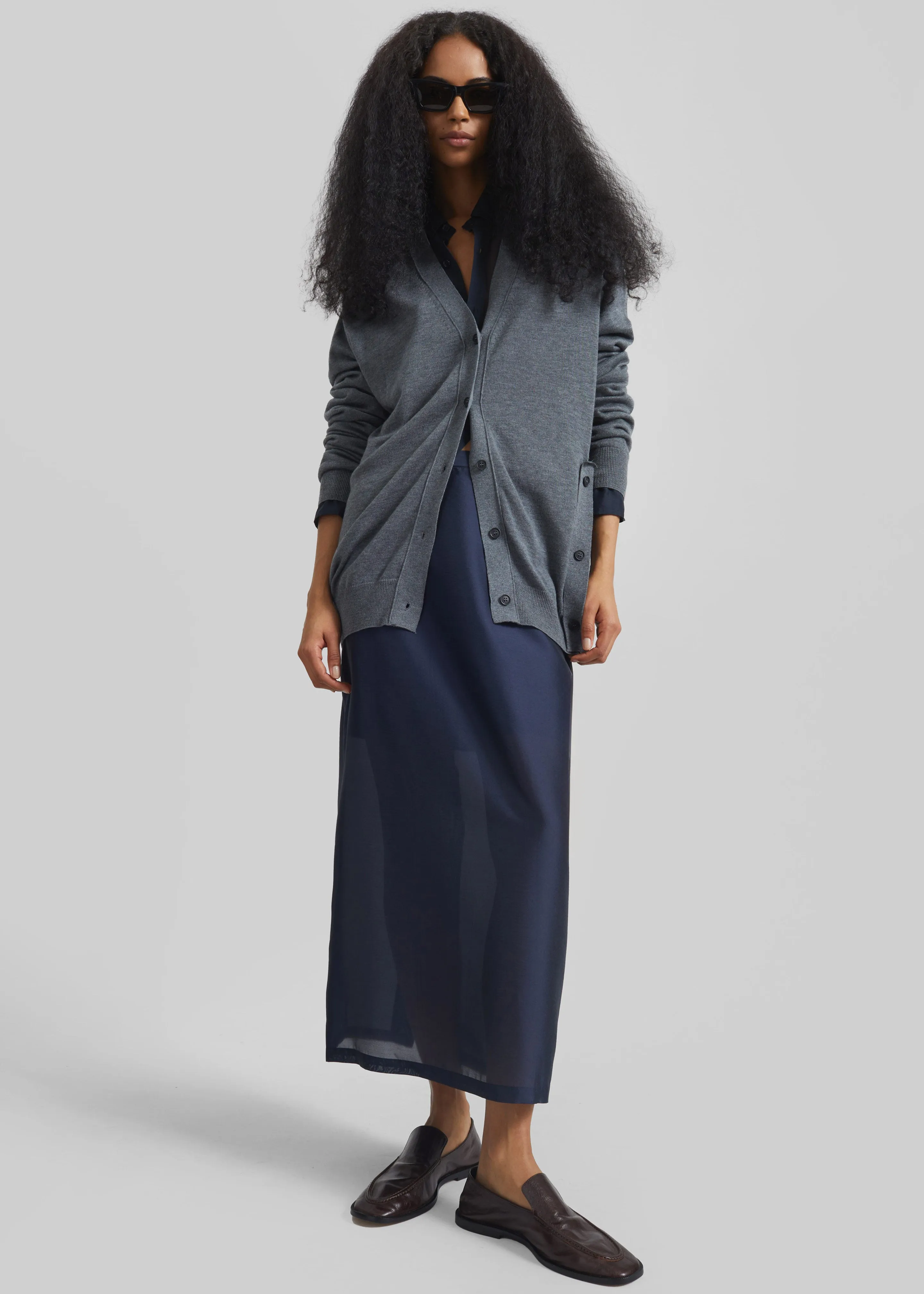 Nevoy Sheer Midi Skirt - Navy sold by Frankie Shop product image thumbnail 2