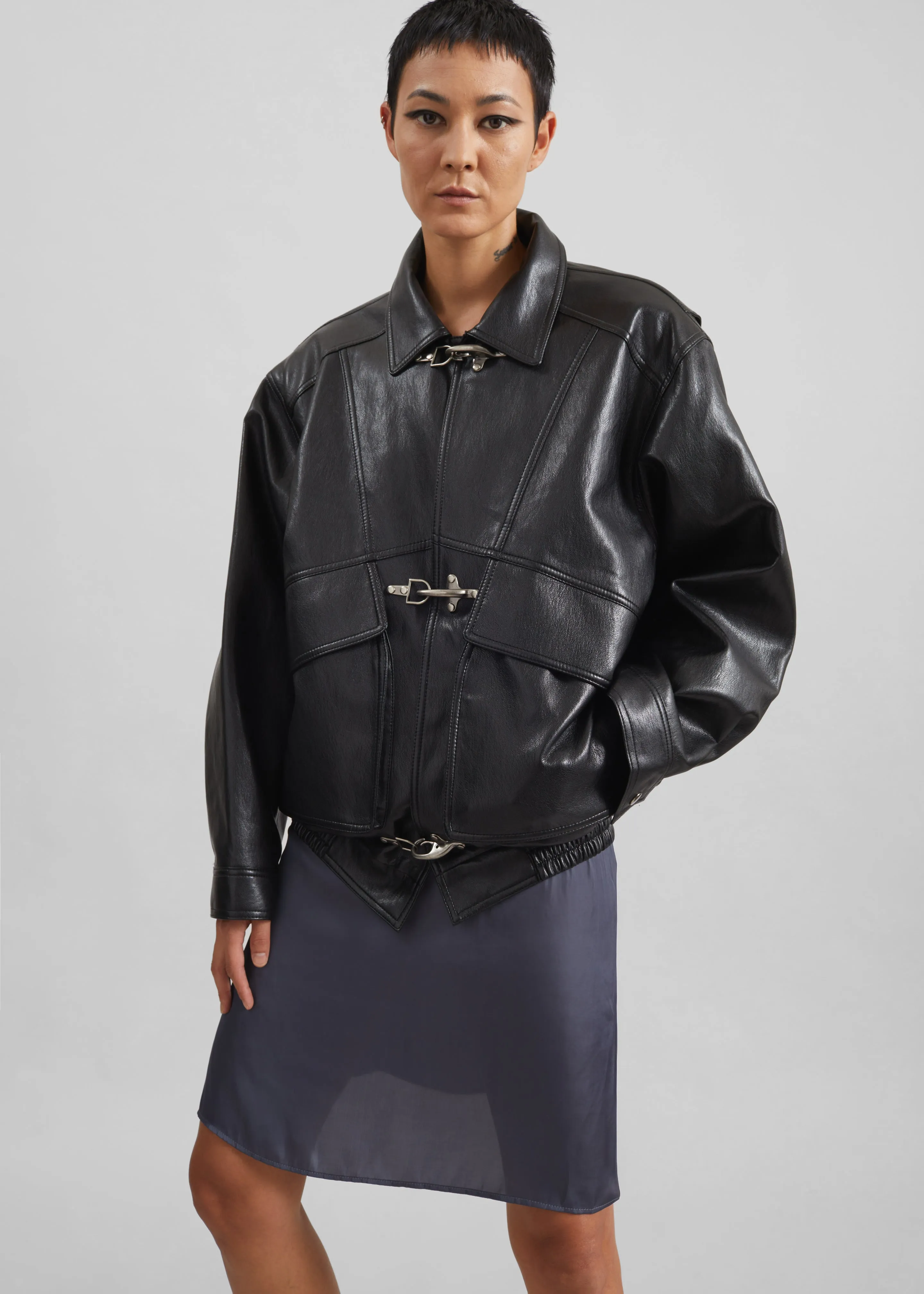 Utrecht Faux Leather Buckle Jacket - Black sold by Frankie Shop product image thumbnail 2