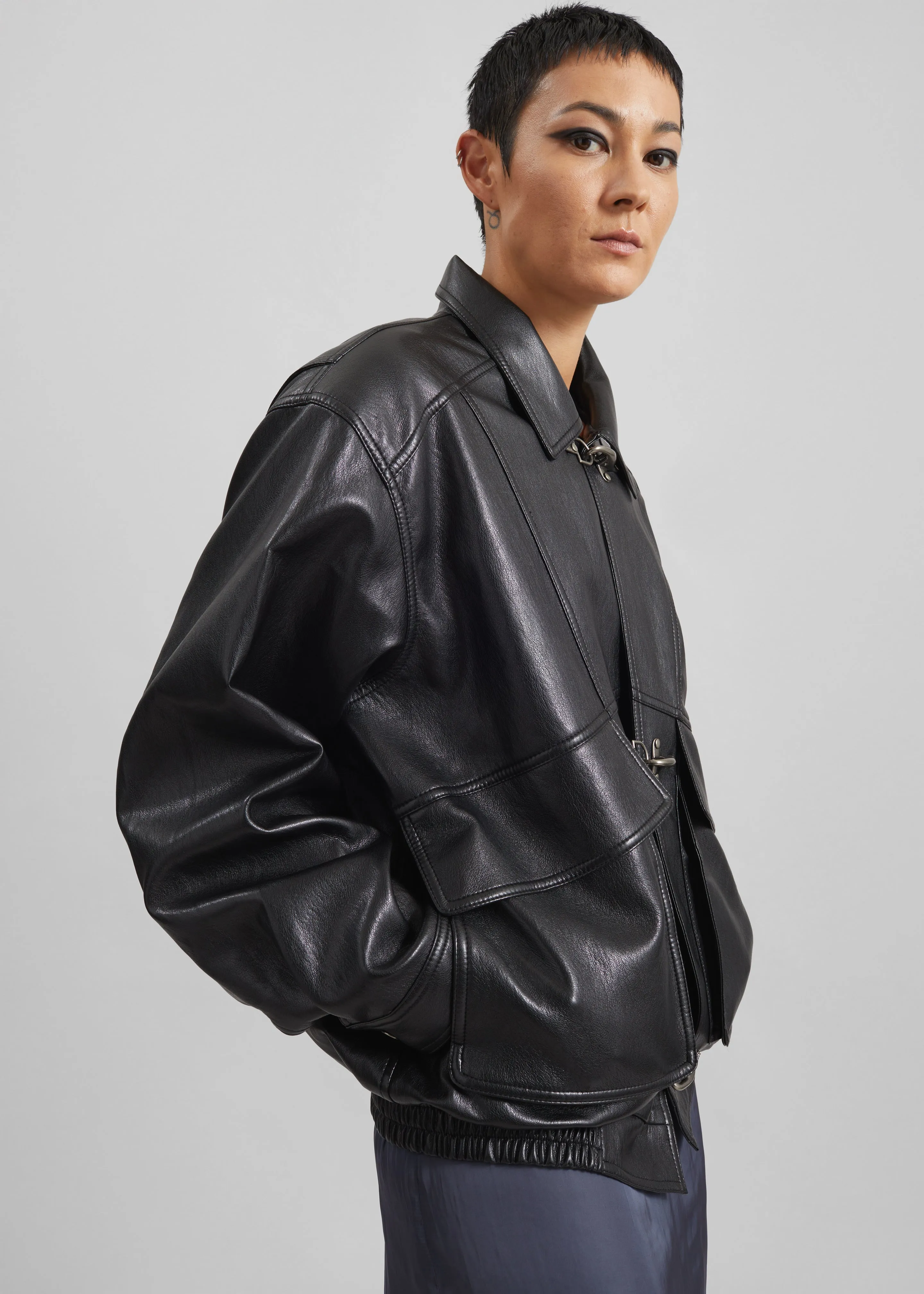 Utrecht Faux Leather Buckle Jacket - Black sold by Frankie Shop product image thumbnail 3