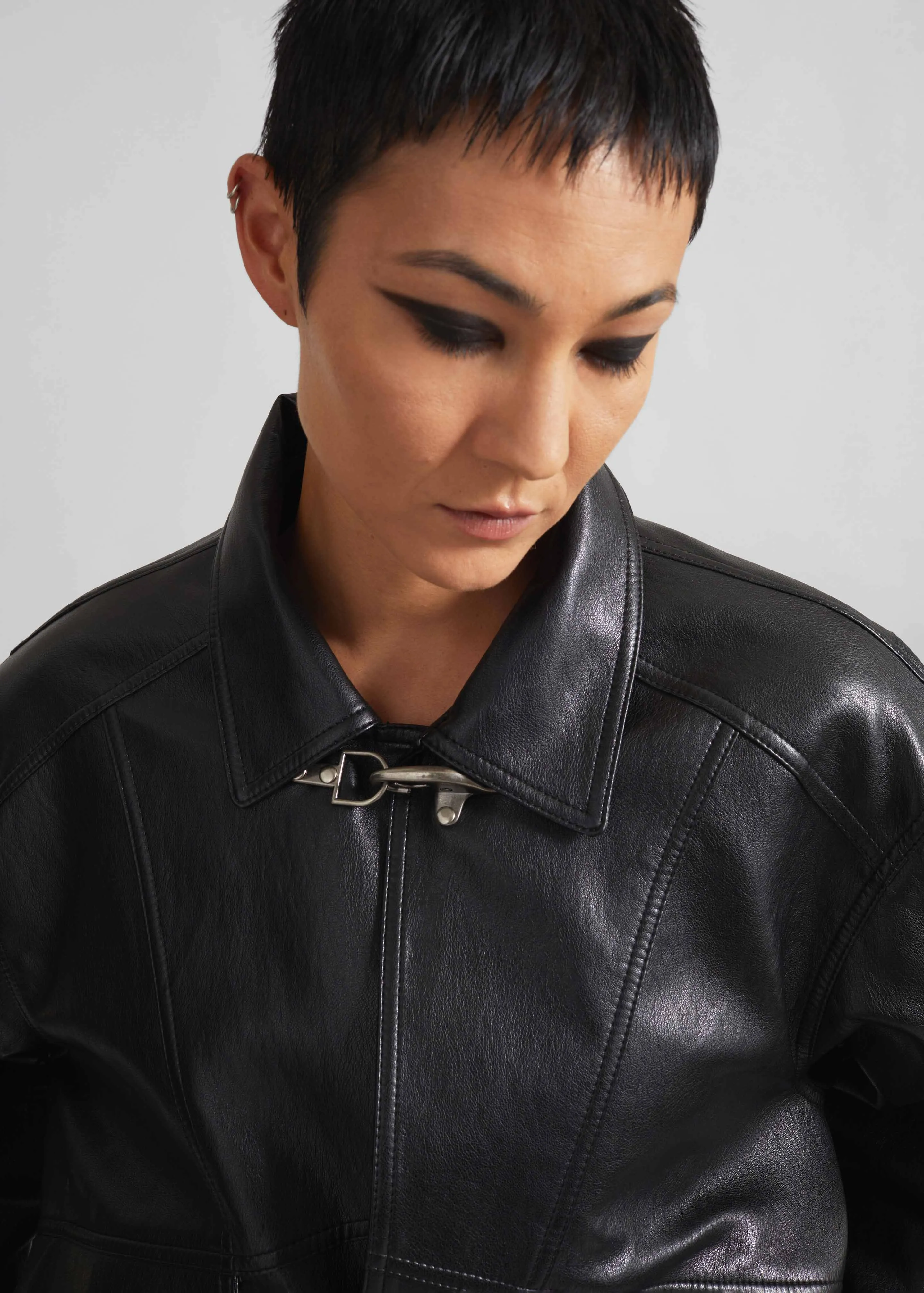 Utrecht Faux Leather Buckle Jacket - Black sold by Frankie Shop