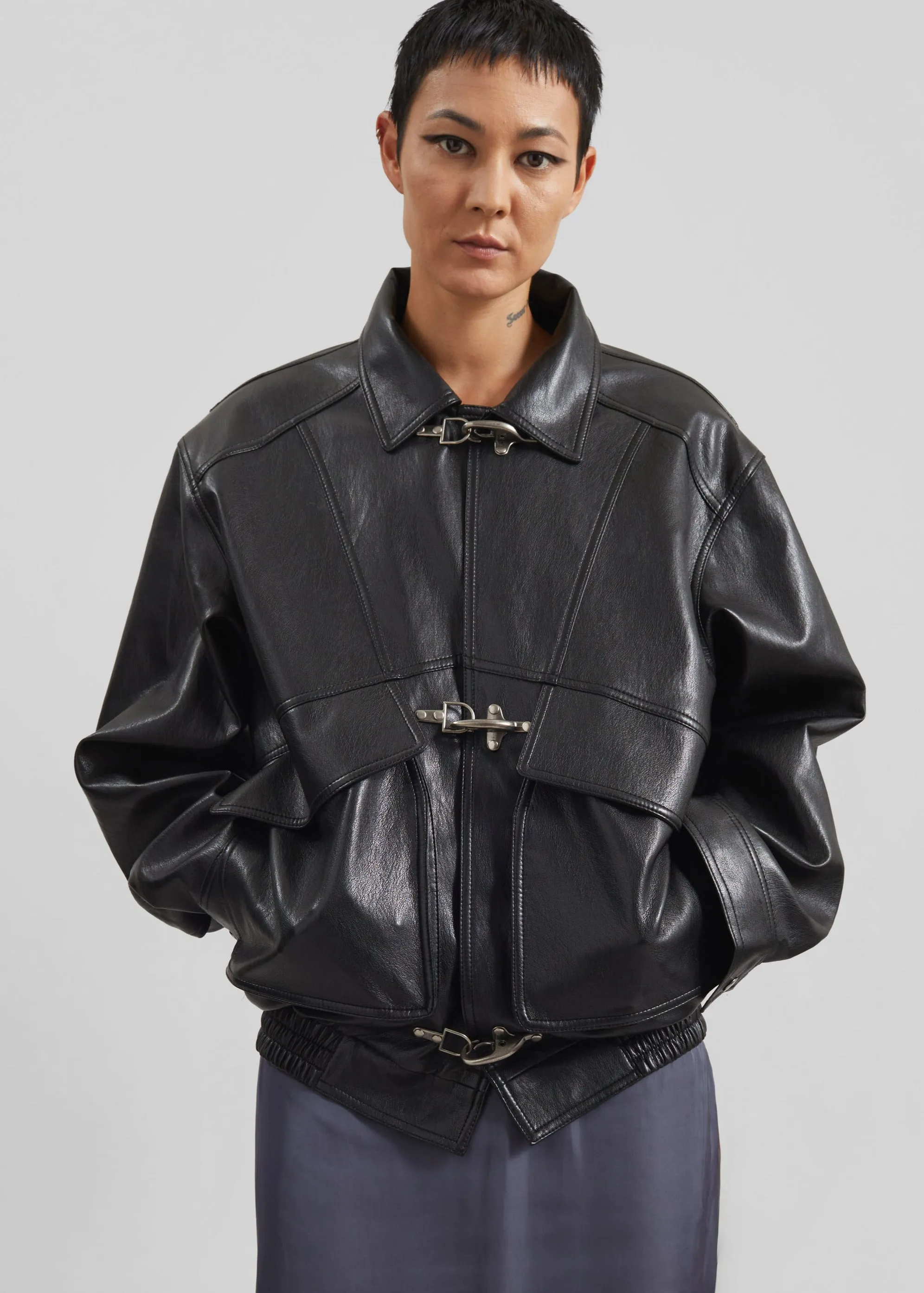 Utrecht Faux Leather Buckle Jacket - Black sold by Frankie Shop product image thumbnail 4