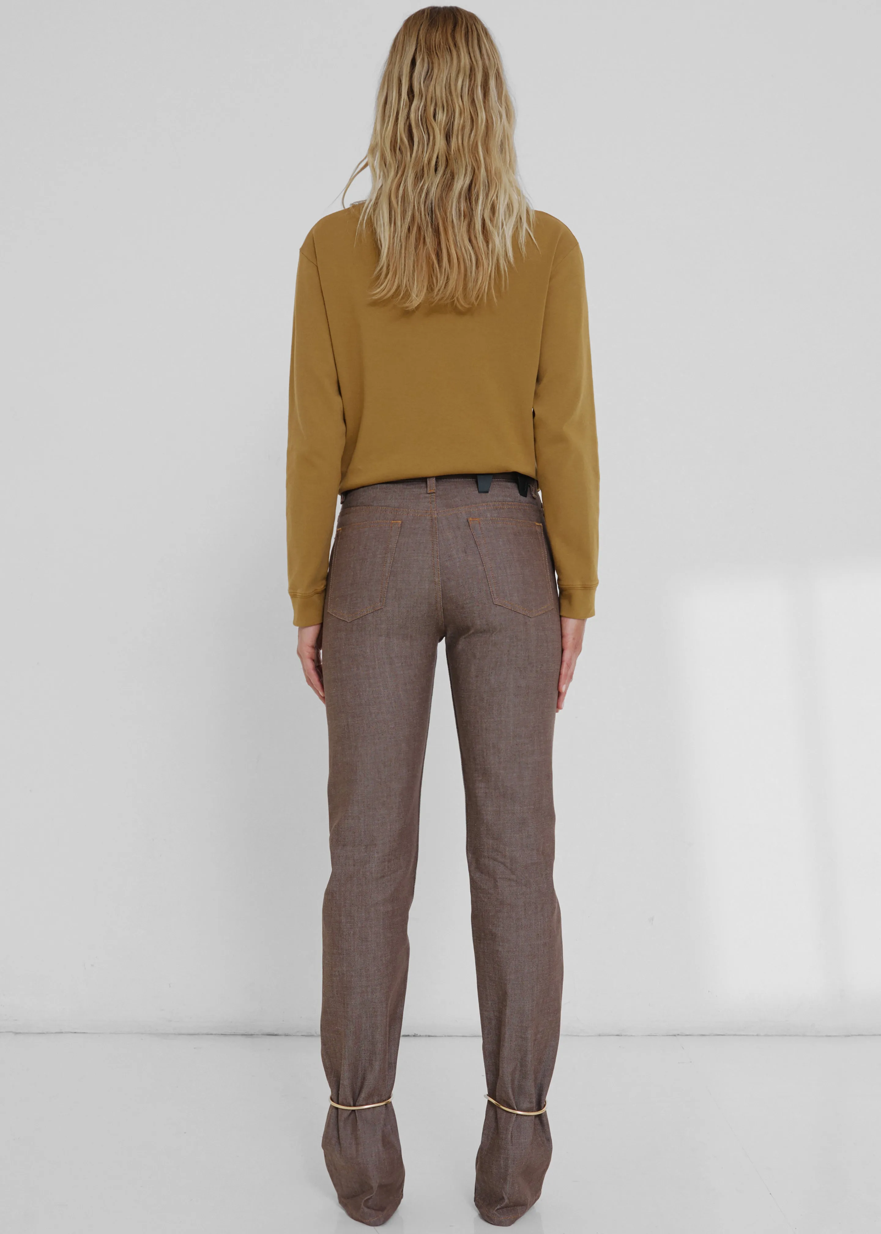 Darkpark Marion Cuff Adorned Straight Leg Fitted Denim - Brown sold by Frankie Shop product image thumbnail 3