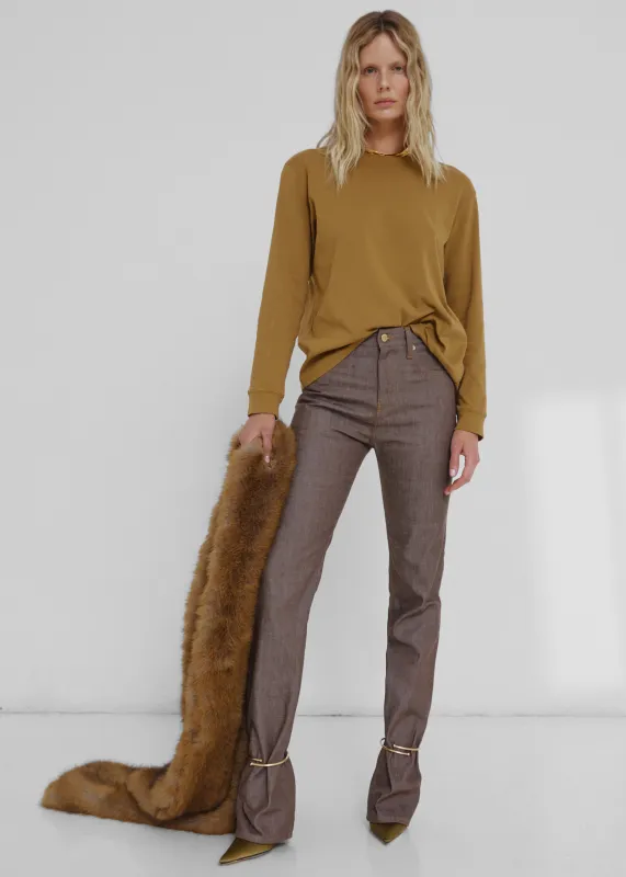 Darkpark Marion Cuff Adorned Straight Leg Fitted Denim - Brown sold by Frankie Shop