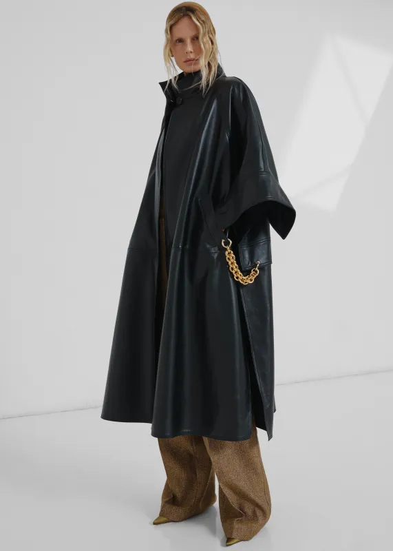 Darkpark Nat Long - Nappa Leather Oversized Cape Coat - Black sold by Frankie Shop