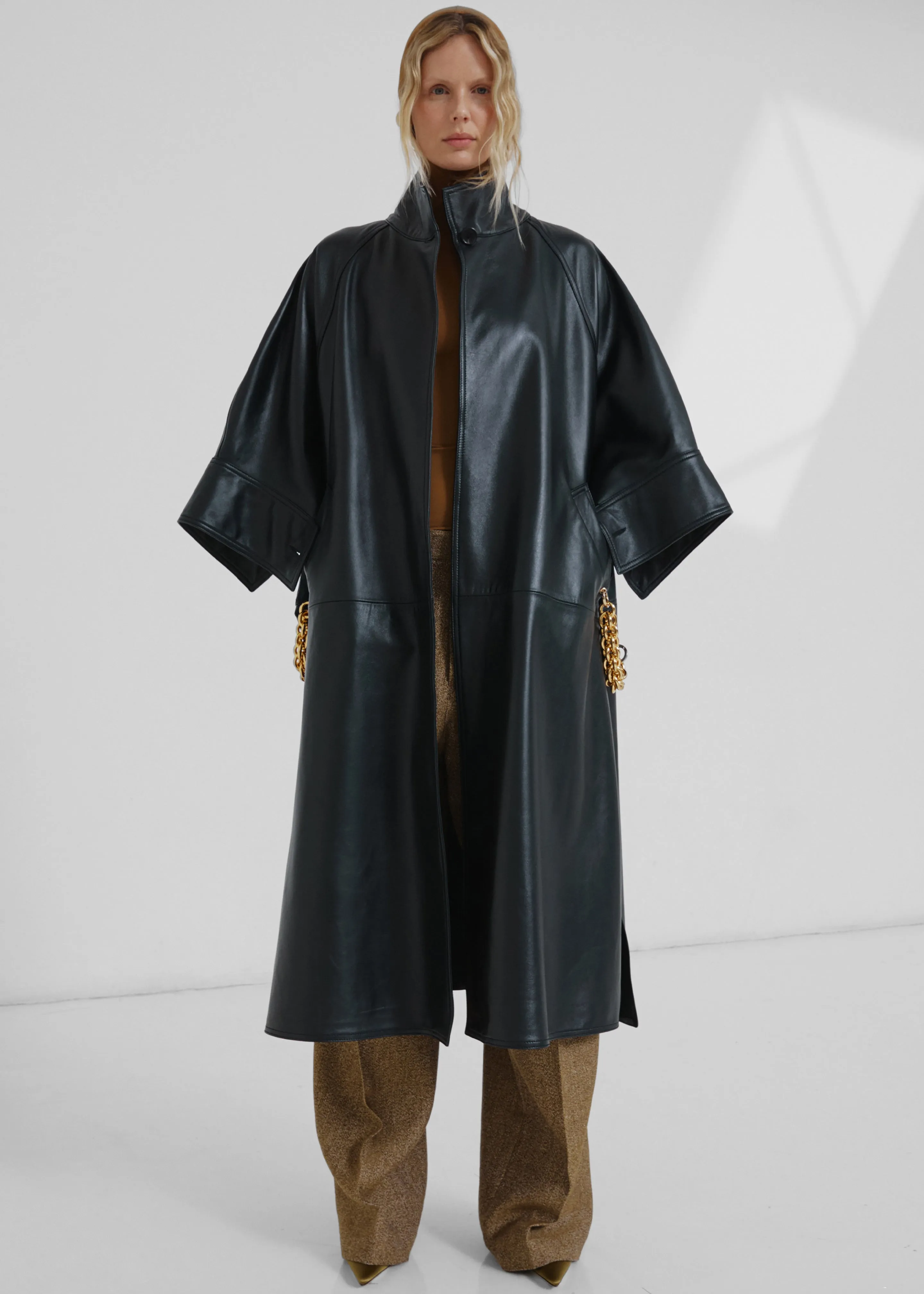 Darkpark Nat Long - Nappa Leather Oversized Cape Coat - Black sold by Frankie Shop product image thumbnail 3