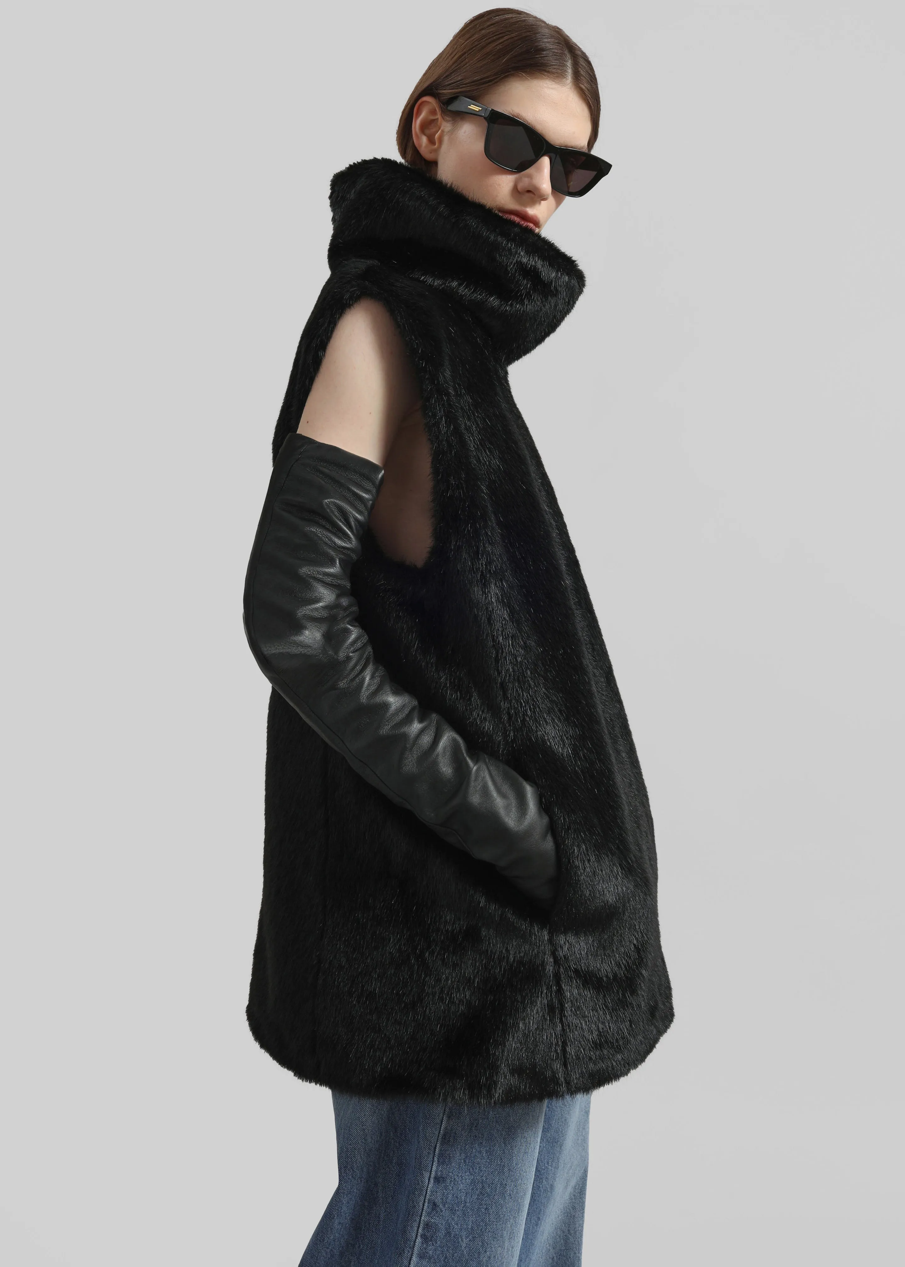 Veneto Long Leather Gloves - Black sold by Frankie Shop product image thumbnail 3