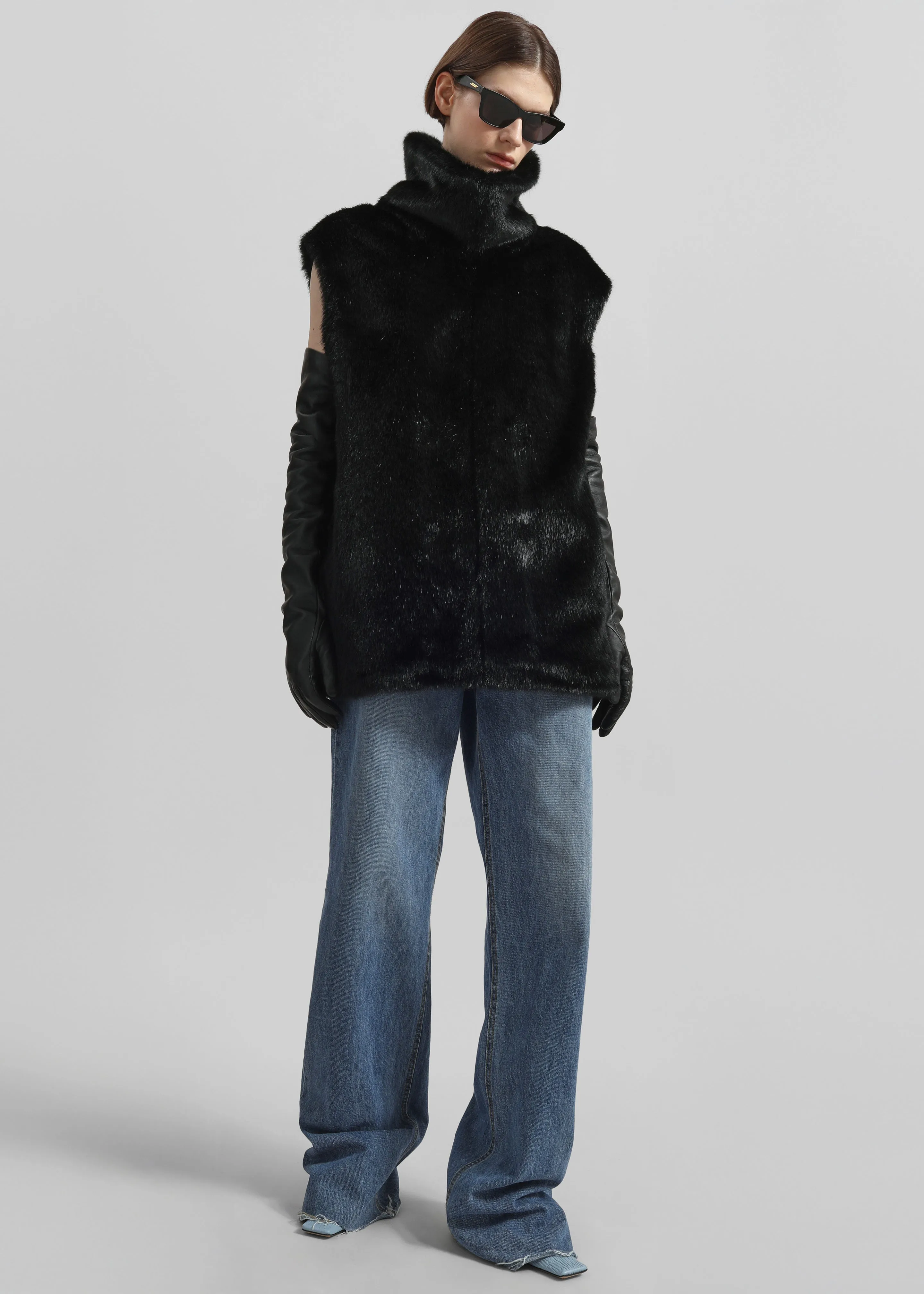 Veneto Long Leather Gloves - Black sold by Frankie Shop product image thumbnail 4