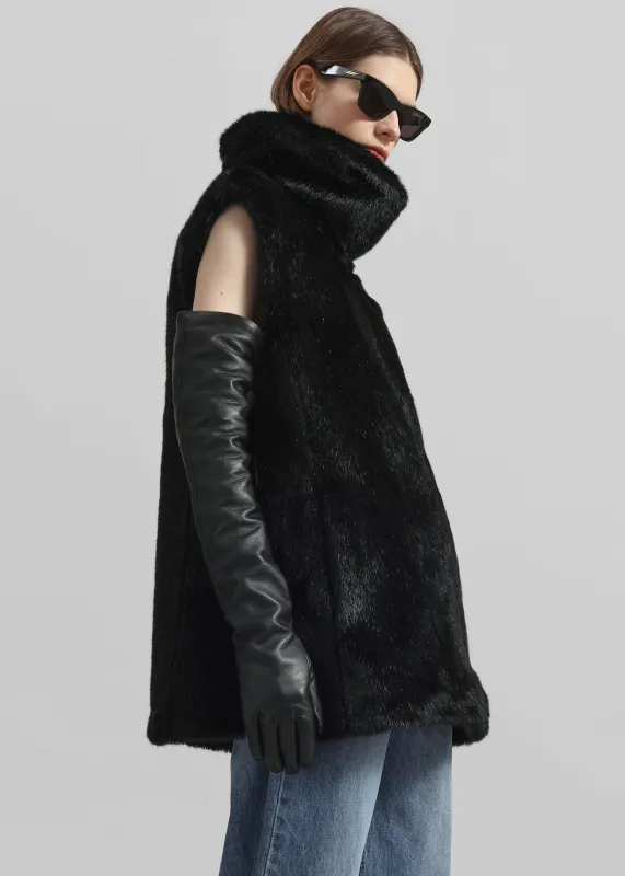 Veneto Long Leather Gloves - Black sold by Frankie Shop