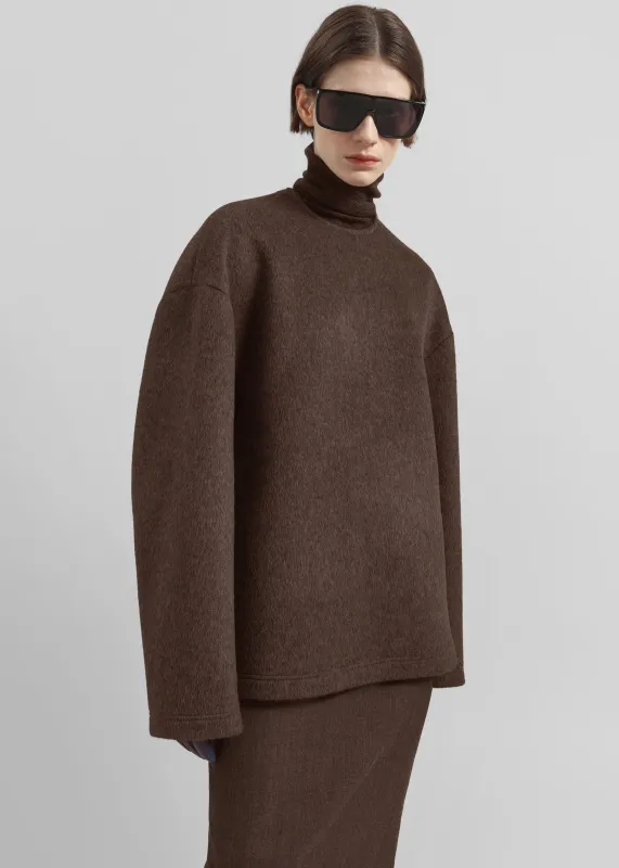Delancey Long Sleeve Wool Top - Brown Melange sold by Frankie Shop