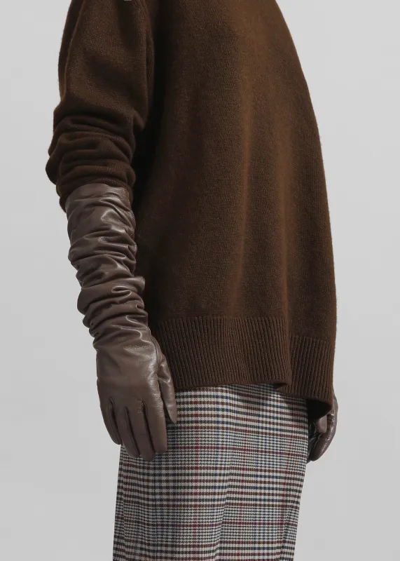 Veneto Long Leather Gloves - Mocha sold by Frankie Shop