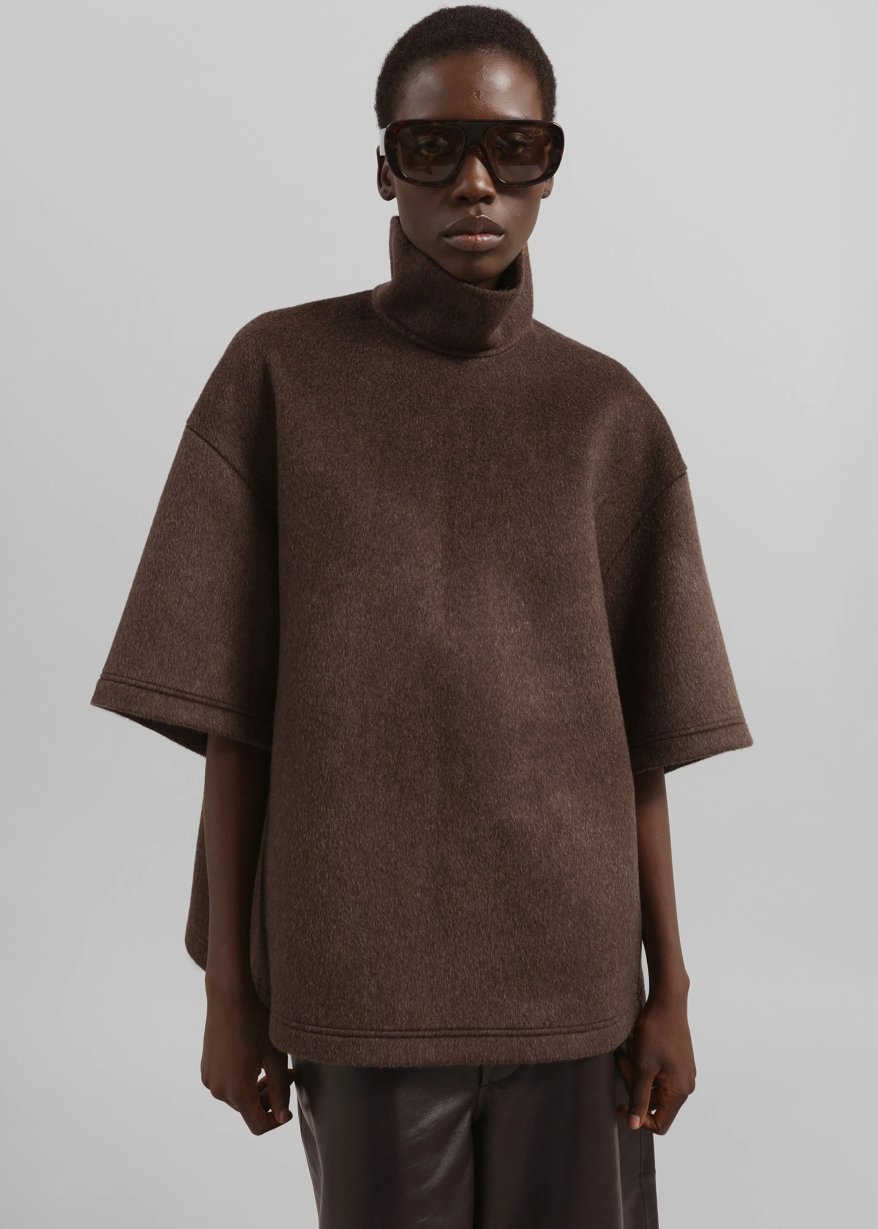 Delancey Mock Neck Wool Top - Brown Melange sold by Frankie Shop