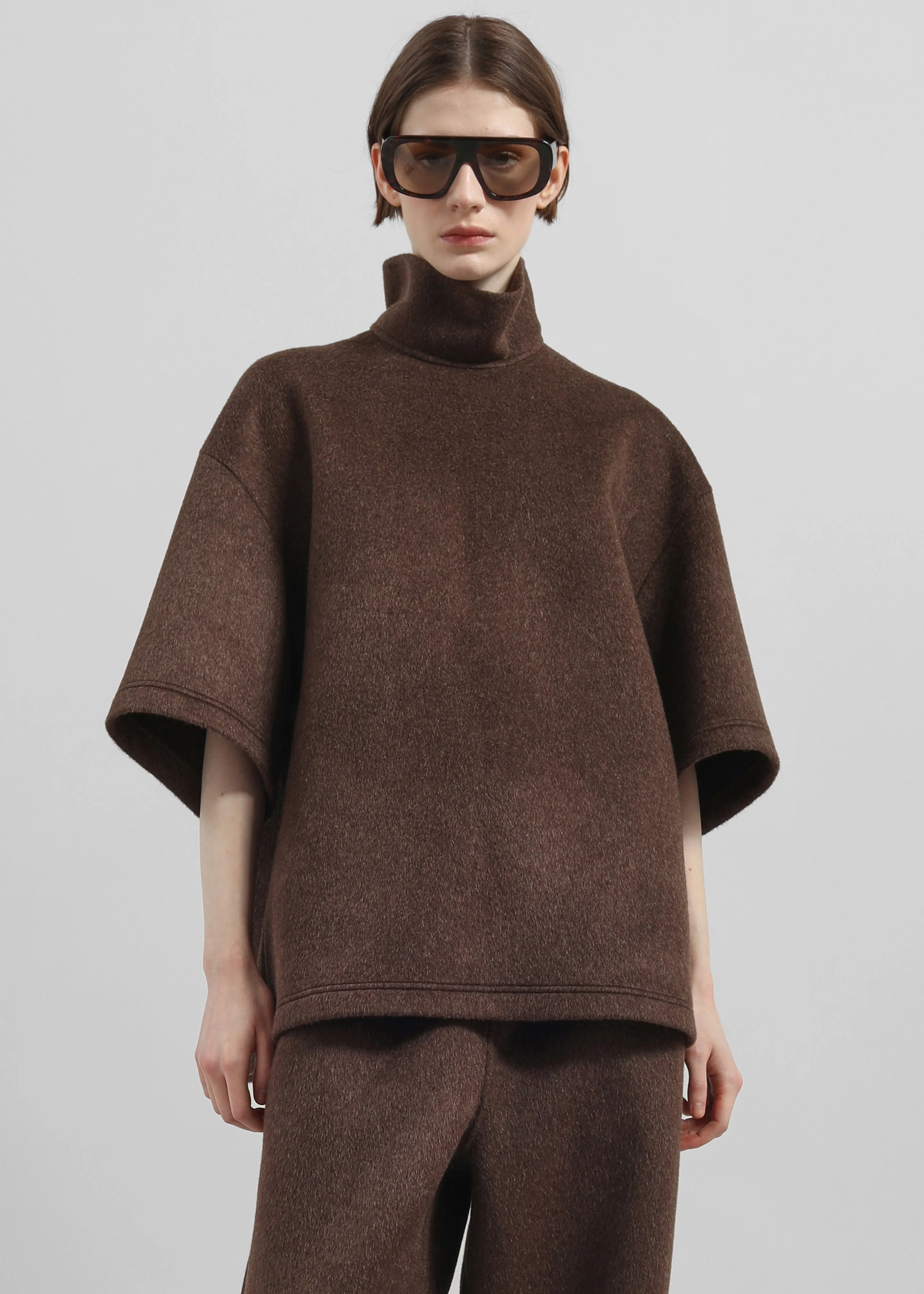 Delancey Mock Neck Wool Top - Brown Melange sold by Frankie Shop product image thumbnail 5